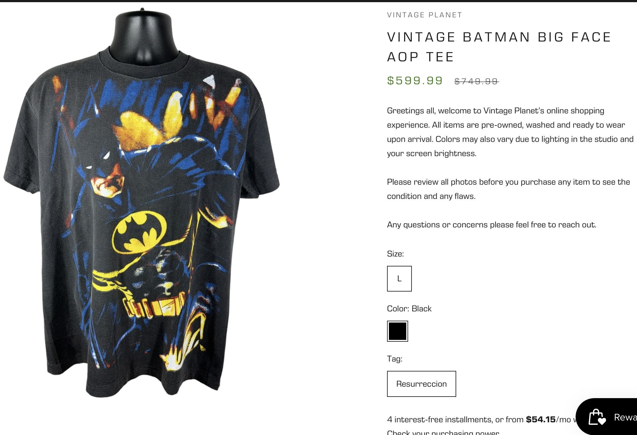 Vintage *RARE* Vintage Batman Tee Size US L / EU 52-54 / 3 - 8 Thumbnail