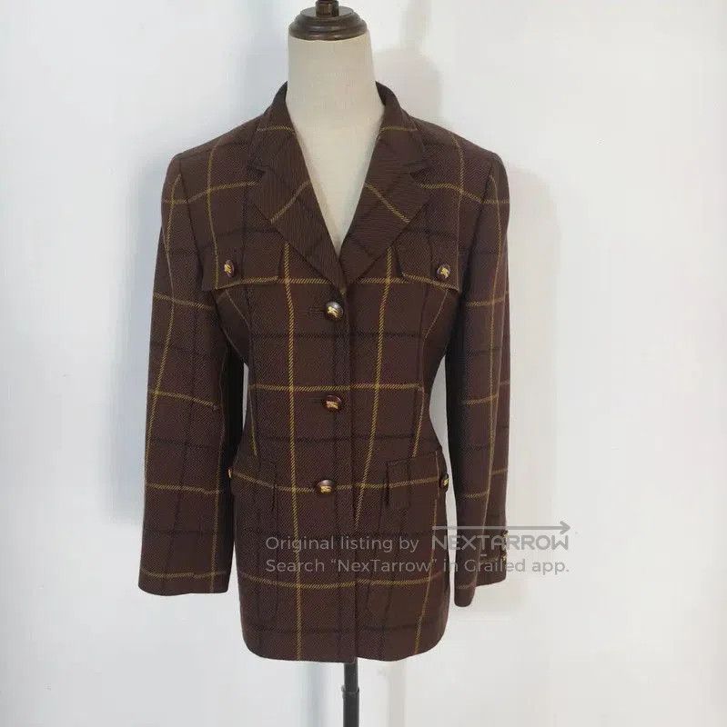 Burberry Burberry Coffee Check Wool Long Sleeve Cardigan. Size M / US 6-8 / IT 42-44 - 1 Thumbnail