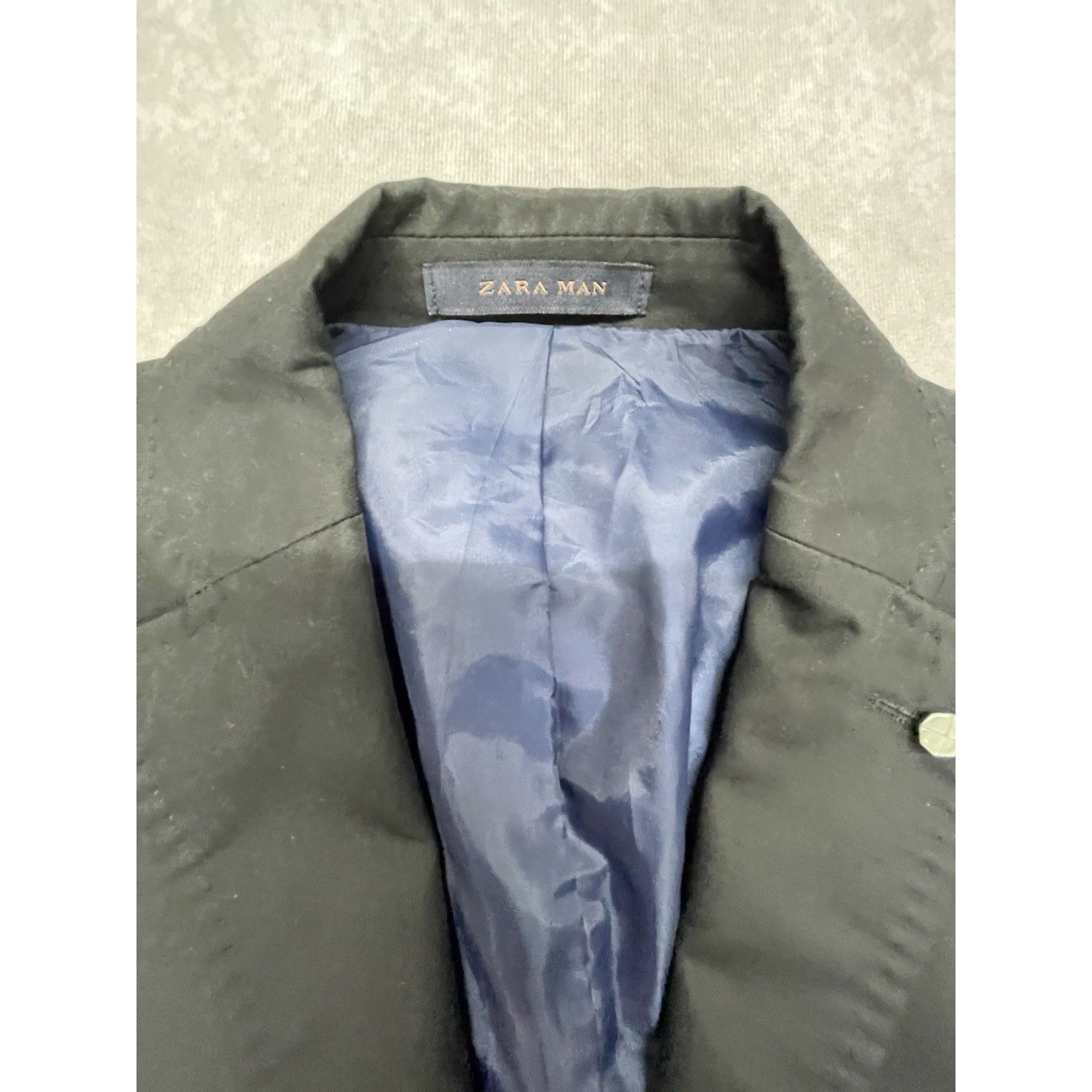Other ZARA MAN Black Suit Jacket Blazer USA 40 Slim Fit Blue Lined Size 40R - 2 Thumbnail