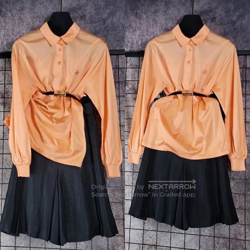 Dior Dior Orange Cotton Logo Embroidered Long Sleeve Shirt . Size S / US 4 / IT 40 - 1 Thumbnail