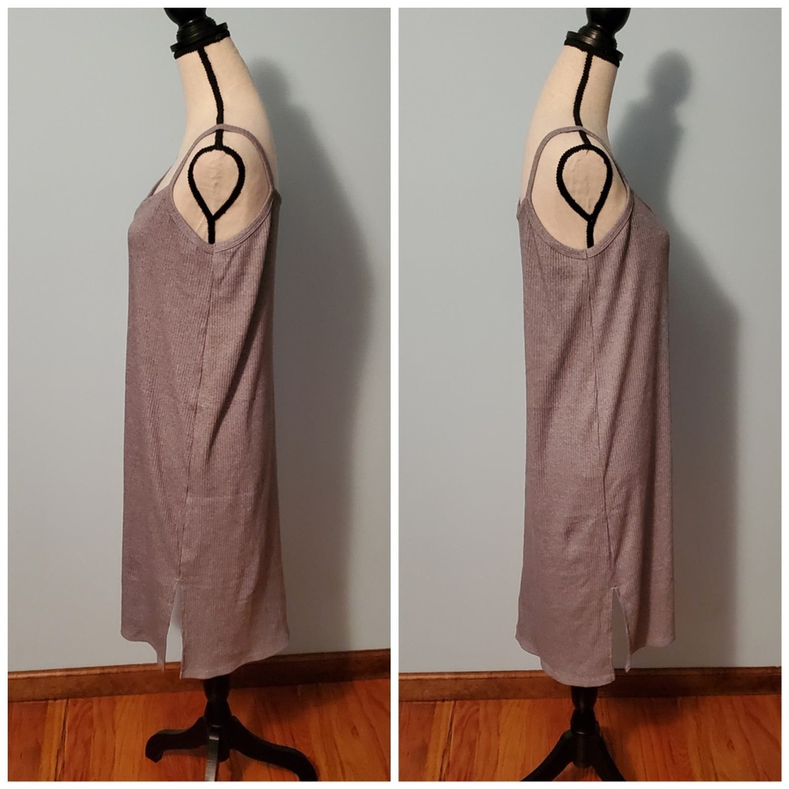 Global Work Global Work Comfy Gray Casual Rib Knit Dress Size L / US 10 / IT 46 - 3 Thumbnail