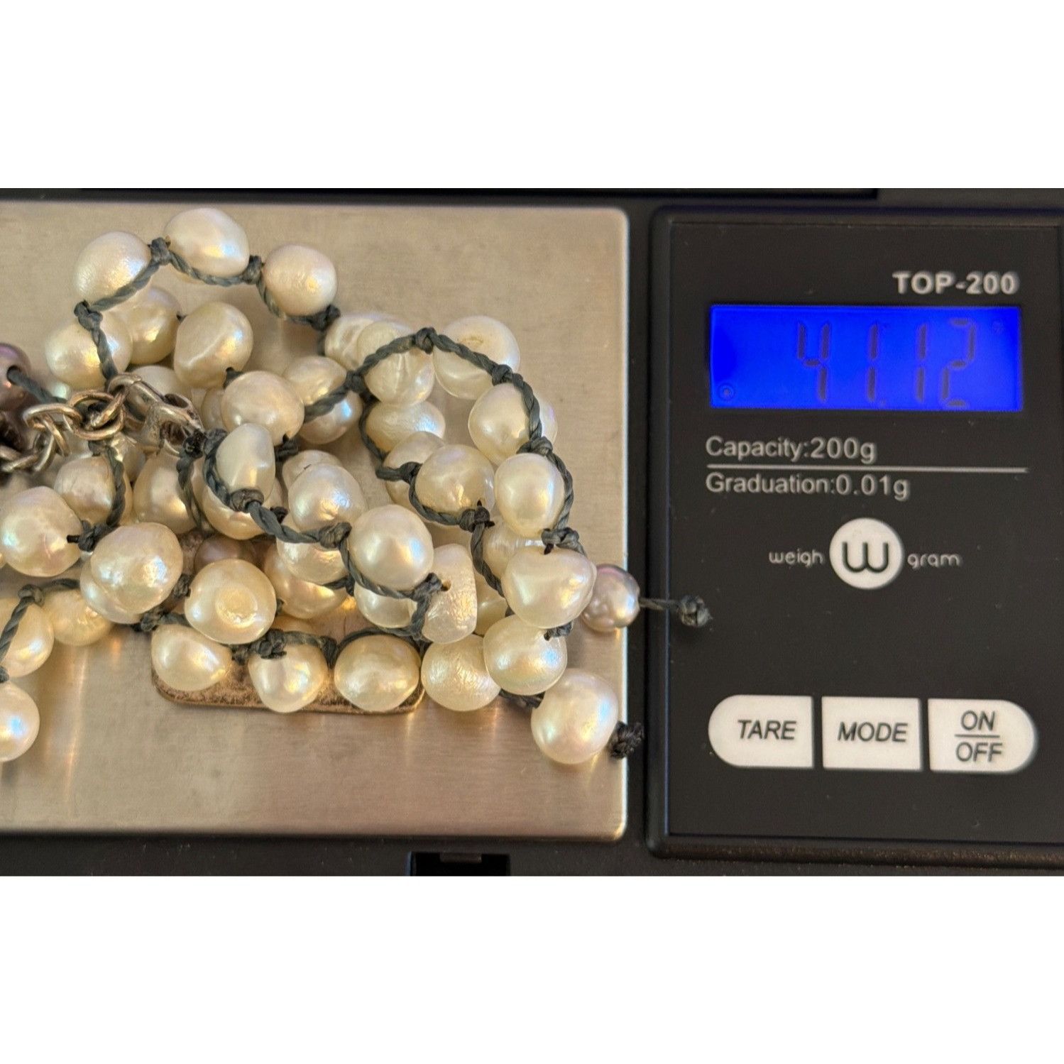 Other Freshwater Pearl Knotted Cord Necklace Silver Tone Engraved Size ONE SIZE - 6 Thumbnail