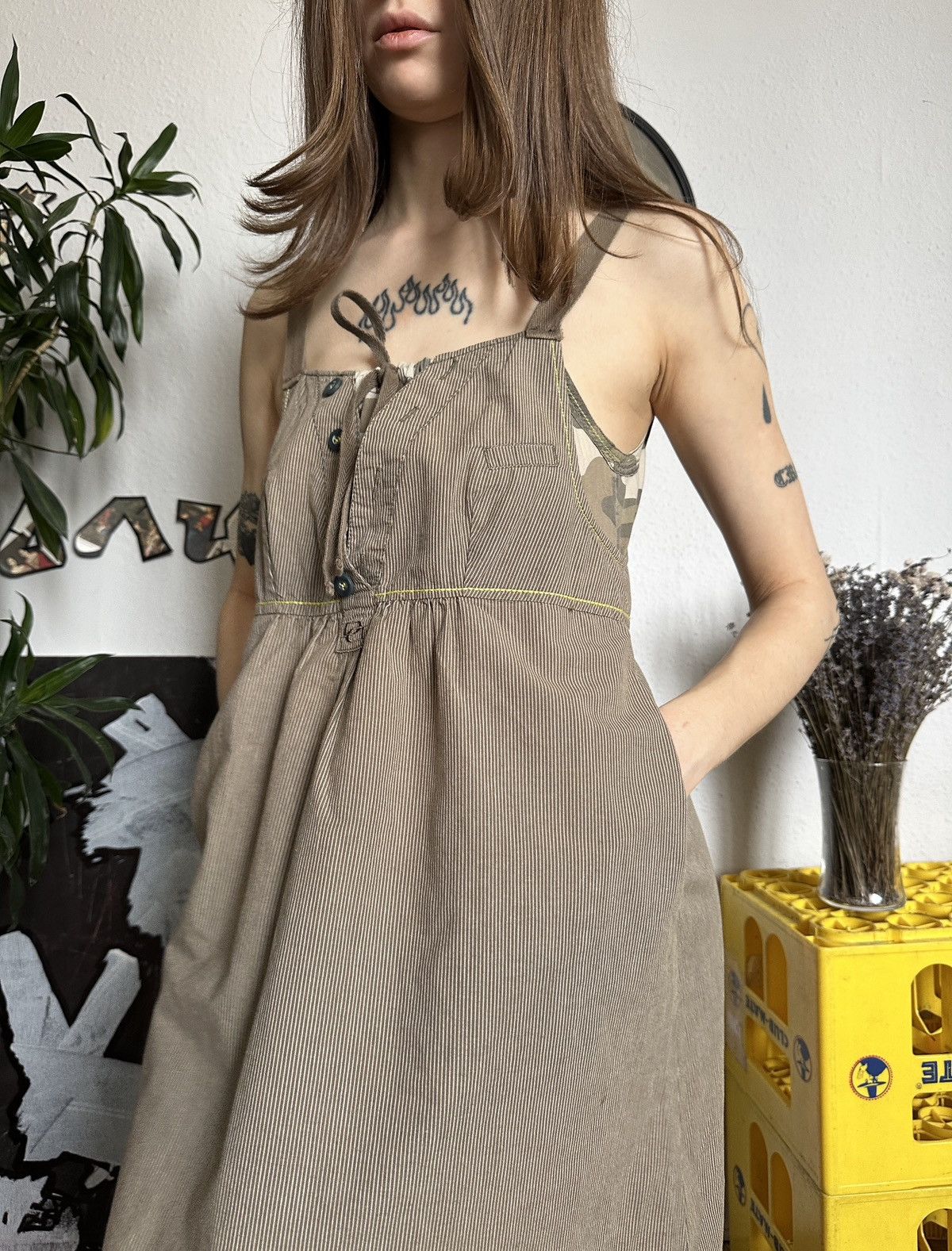 Vintage Striped Camo Vintage Military Dress StreetFashion Pocket Size S / US 4 / IT 40 - 2 Thumbnail