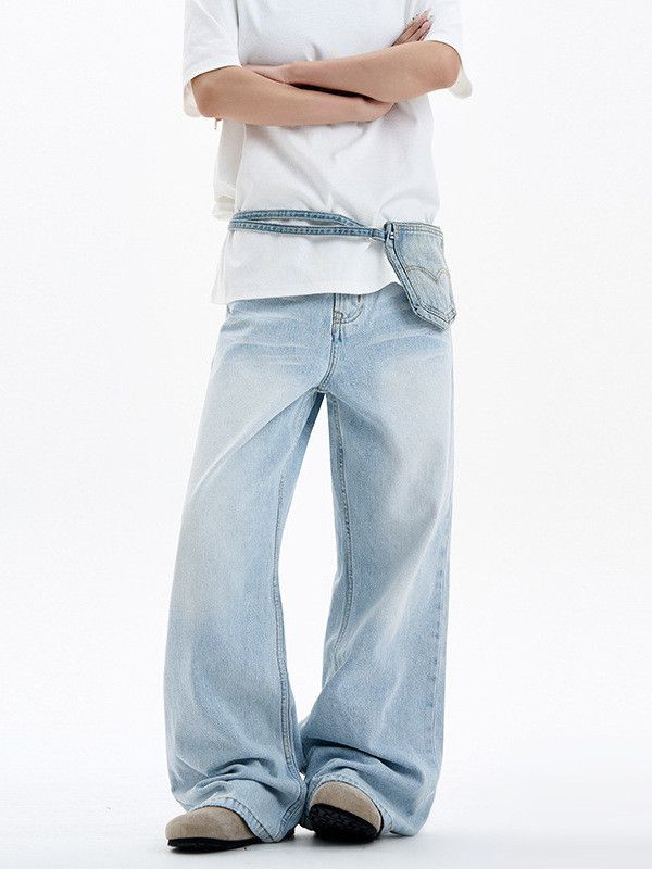 Japanese Brand Straight-leg men's retro Cleanfit cat whisker loose jeans Size US 32 / EU 48 - 2 Thumbnail