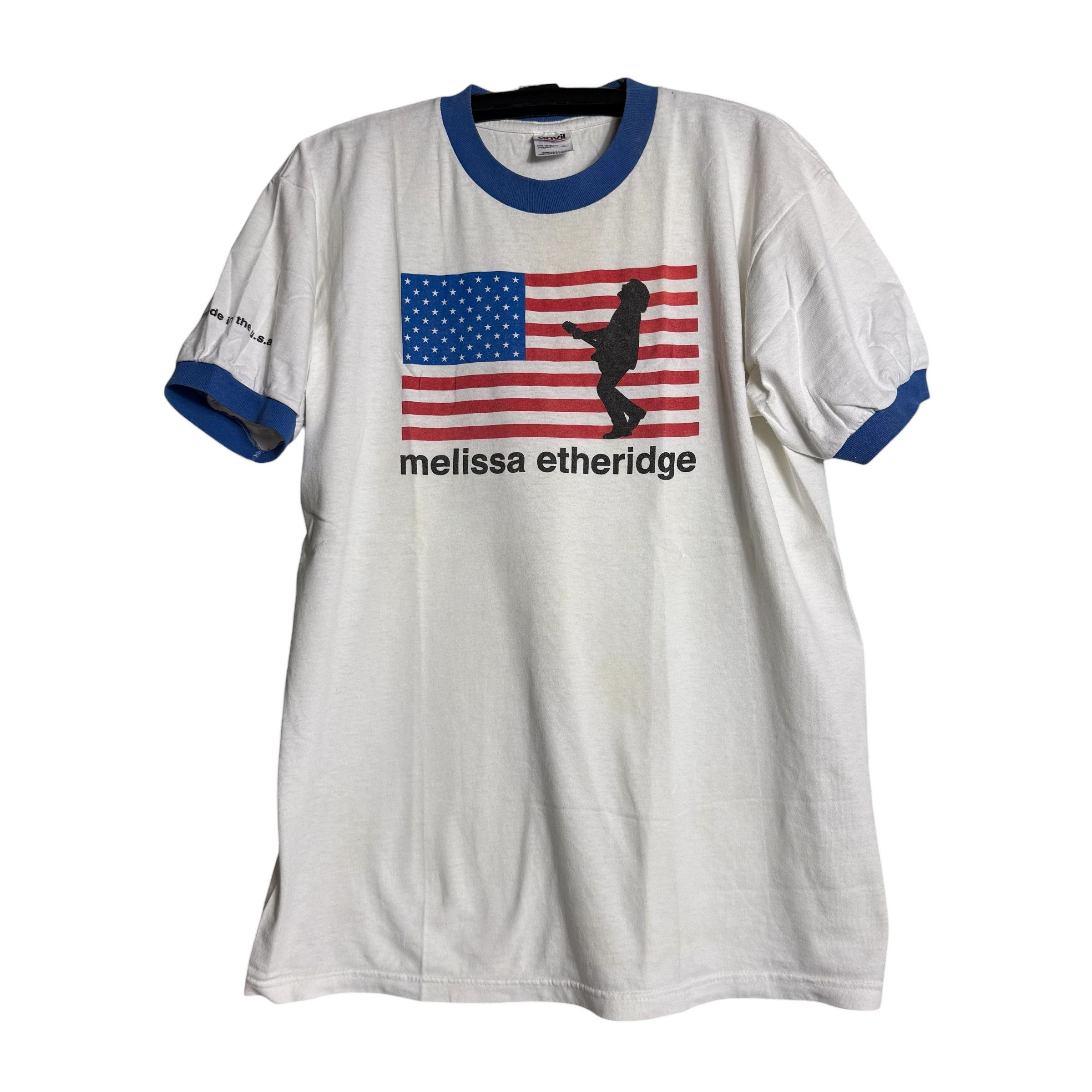 Band Tees Vintage 90s Melissa Etheridge USA Flag Ringer T-shirt Size US L / EU 52-54 / 3 - 1 Thumbnail