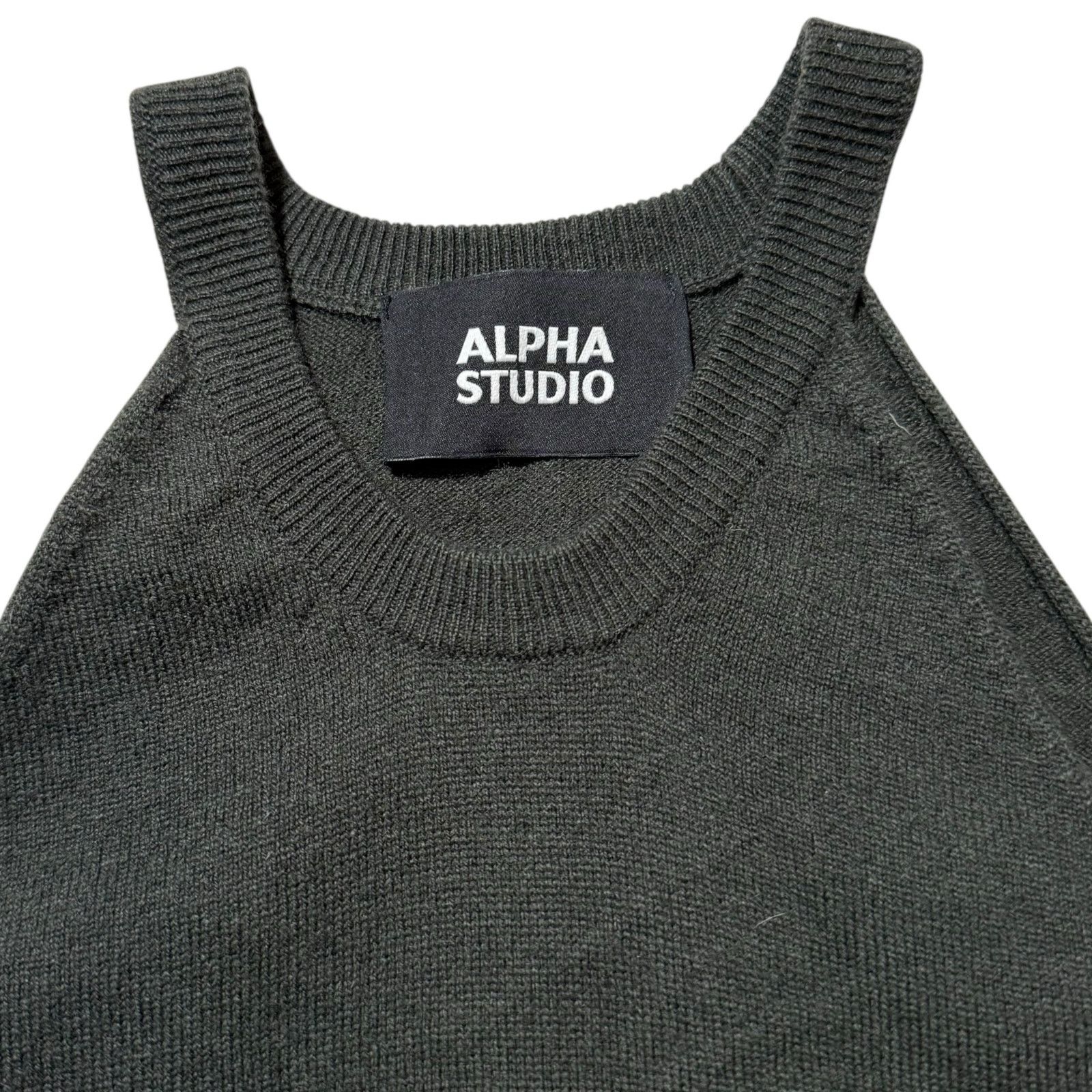 Alpha Studio Alpha Studio Knit Top High Neck Halter Forest Green IT 42 Size M / US 6-8 / IT 42-44 - 2 Thumbnail
