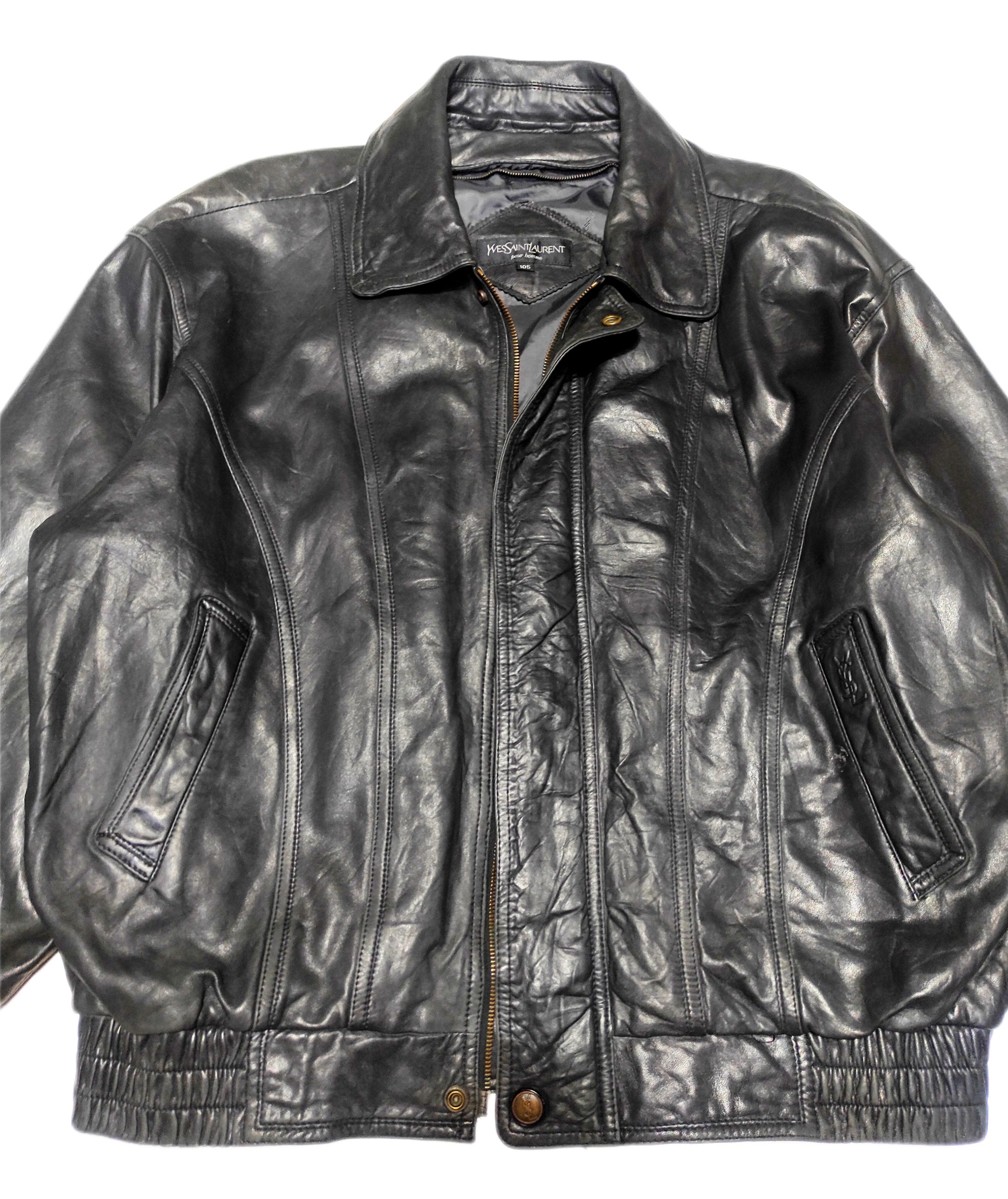 Yves Saint Laurent Rare! Beautiful Yves Saint Laurent Bomber Leather Jacket Size US L / EU 52-54 / 3 - 4 Thumbnail