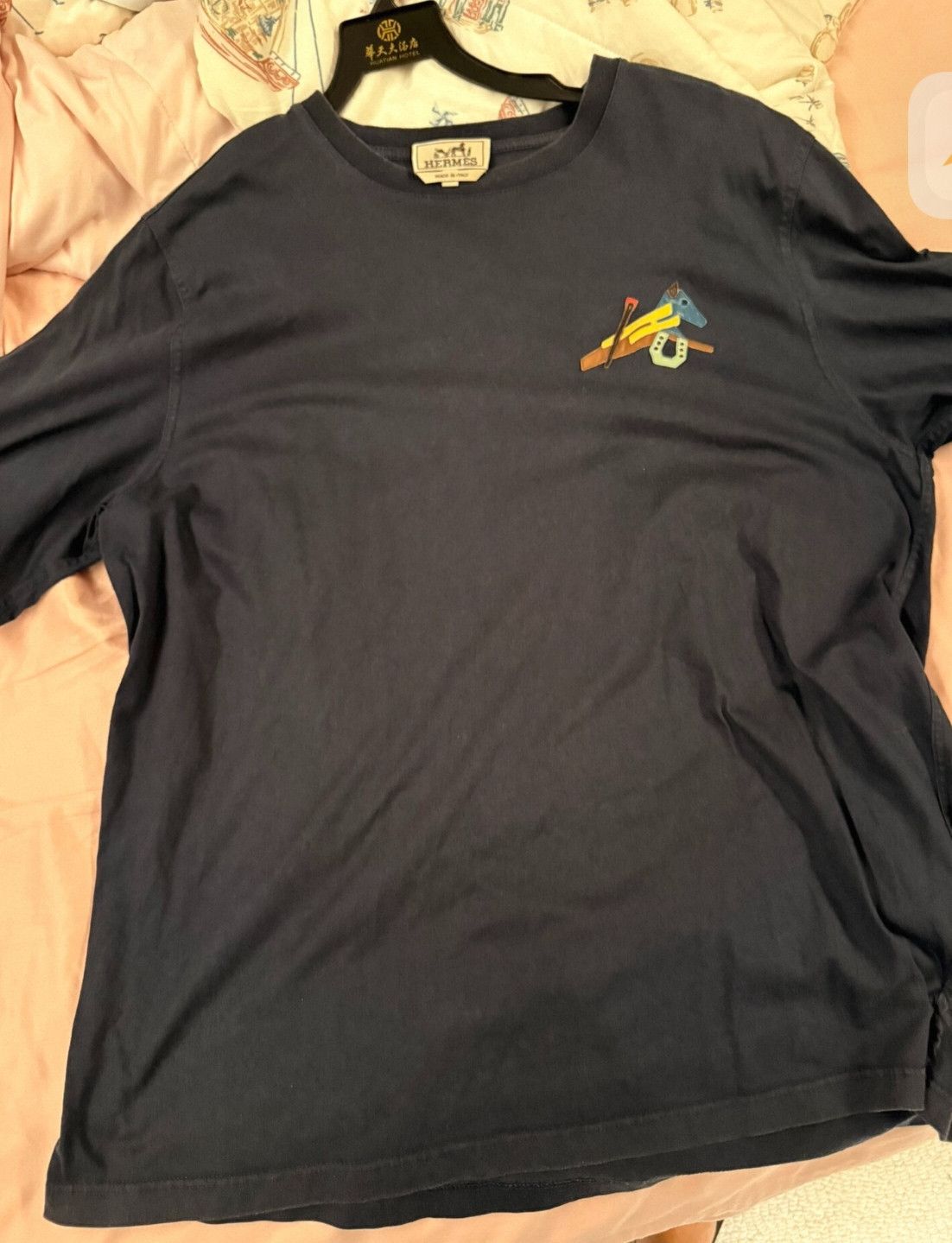 Hermes Hermes Dark Blue Patched Mechanical Horse Cotton Round Nec Size US XL / EU 56 / 4 - 1 Thumbnail