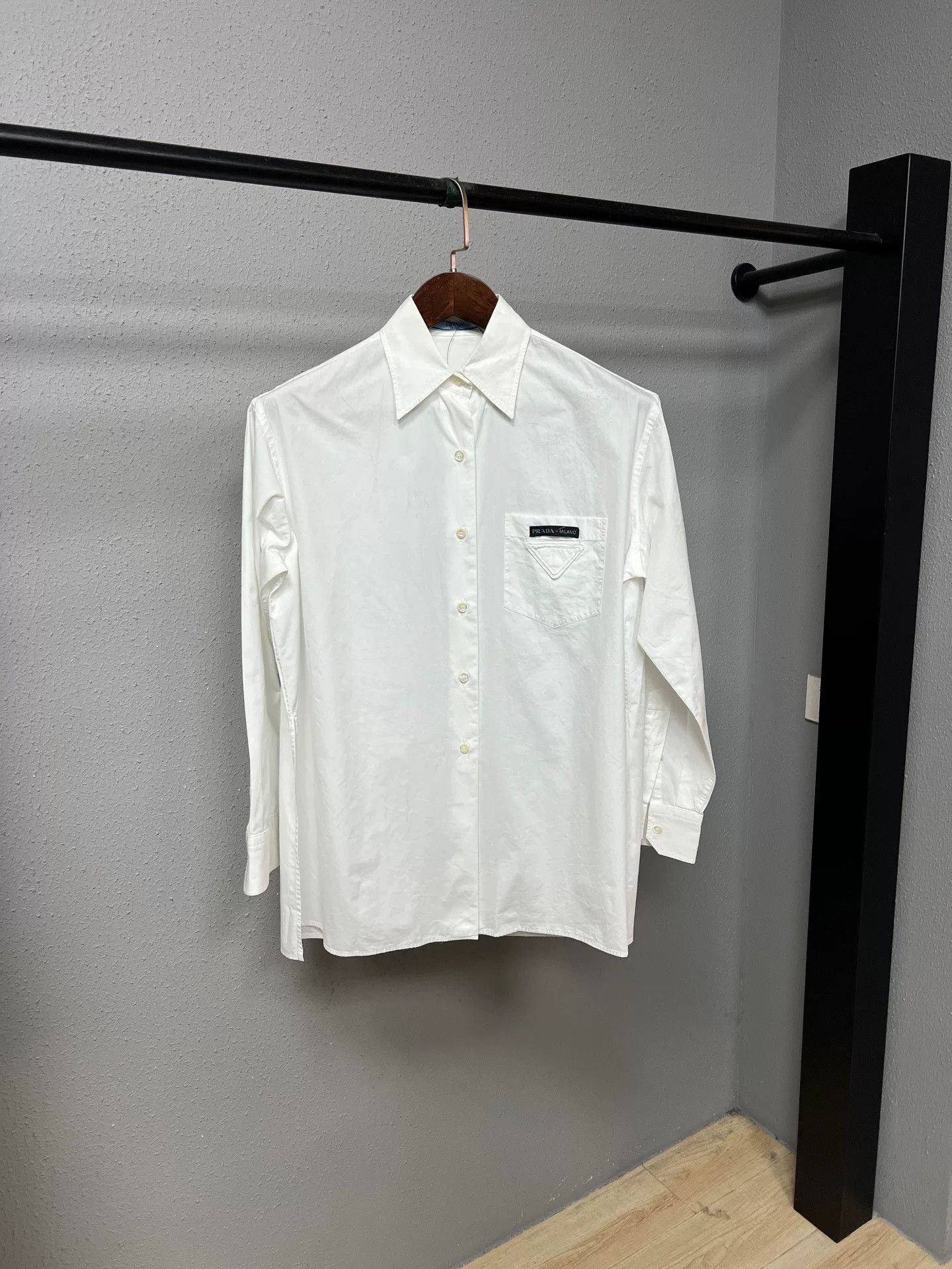 prada triangle logo long sleeve shirt