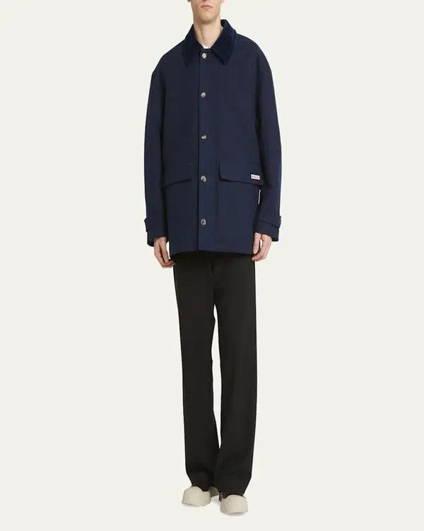 Marni o1w1db11125 Cotton Moleskin Chore Jacket in Nevy Blue Size US M / EU 48-50 / 2 - 7 Thumbnail