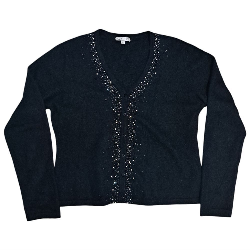 Other Avalin Angora Rhinestones Embellished Y2K Cardigan Gothic Sw Size L / US 10 / IT 46 - 1 Thumbnail