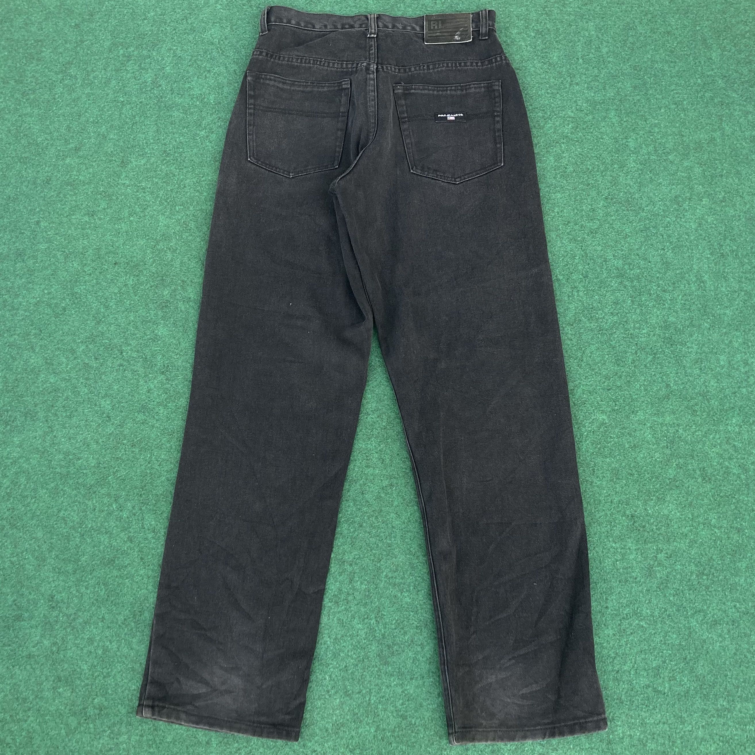 Polo Ralph Lauren × Vintage Vtg Polo Jeans Ralph Lauren Denim Black Baggy 90s Jeans Size US 29 - 10 Thumbnail