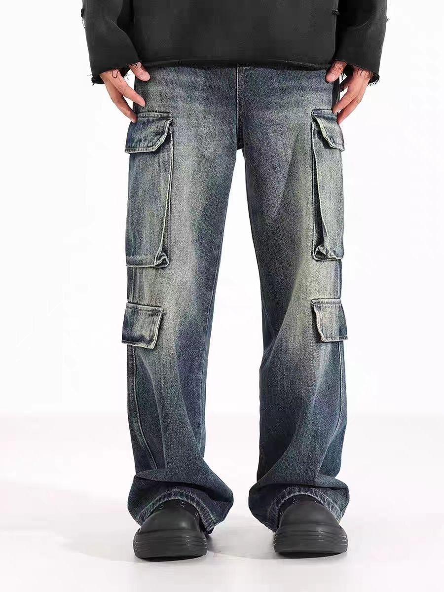 Designer × Jean × Vintage Washed and distressed workwear Y2K baggy jeans Size US 28 / EU 44 - 2 Thumbnail
