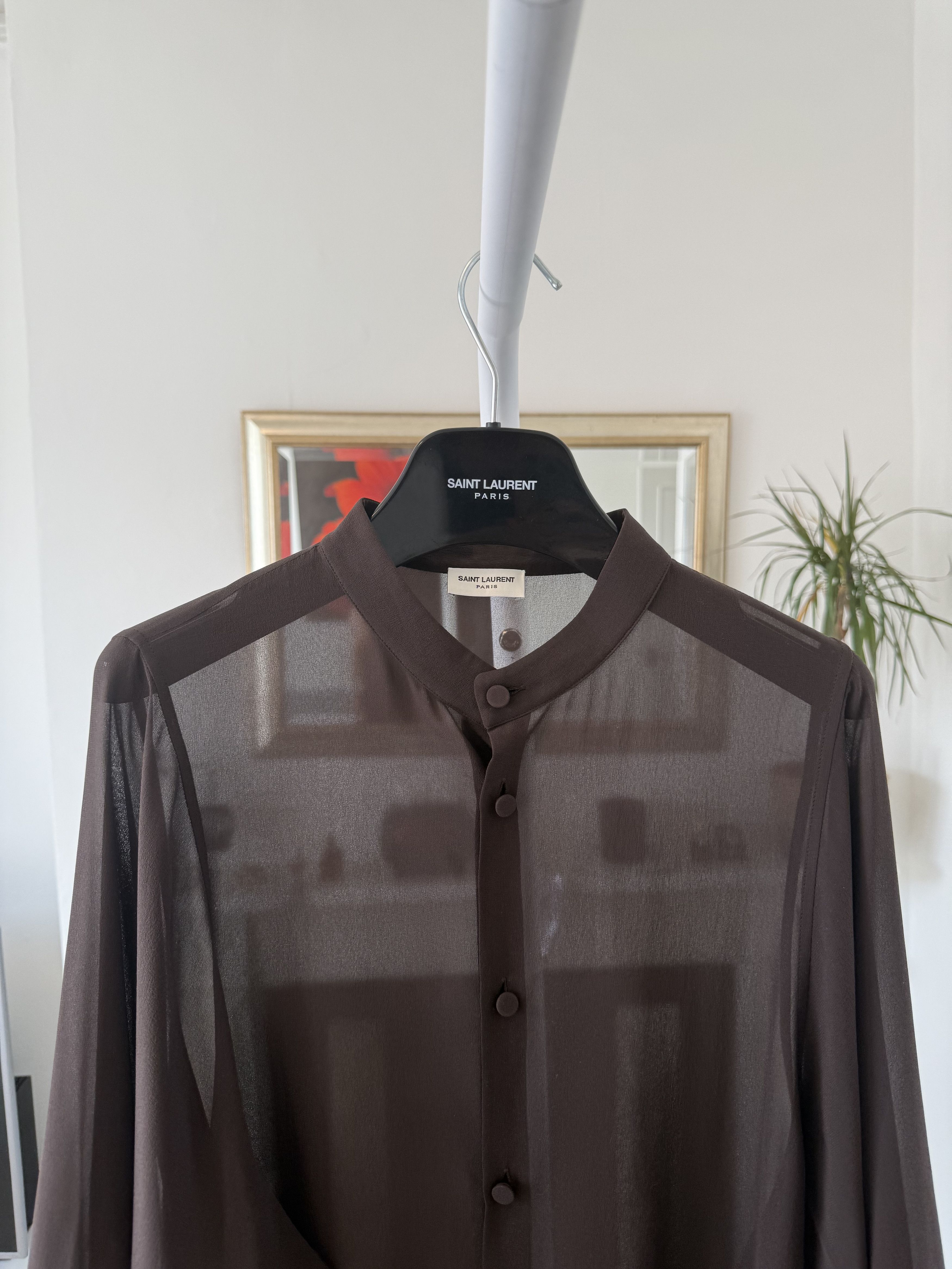 Saint Laurent Paris SS23 Saint Laurent Silk Brown Shirt Size US M / EU 48-50 / 2 - 8 Thumbnail