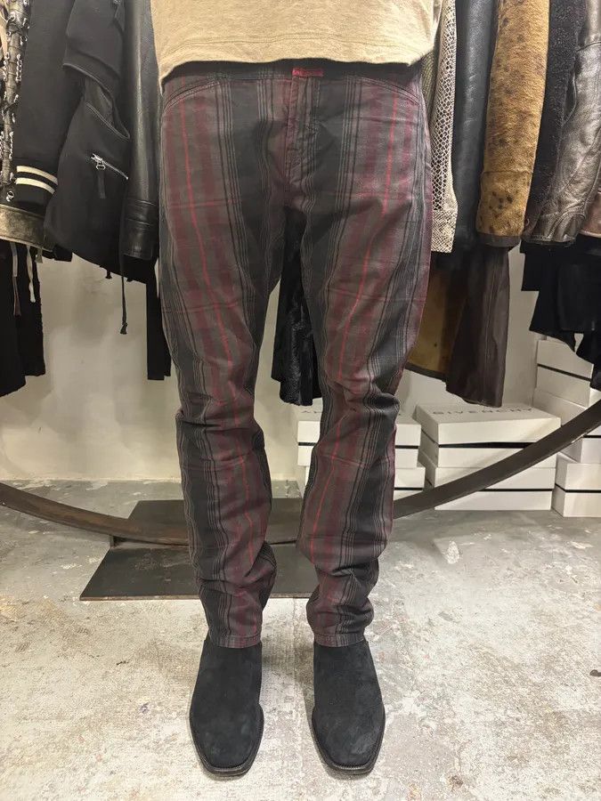 Marithe + Francois Girbaud × Vintage 2000s Marithé + François Girbaud Tartan Effect Striped Pants Size US 32 / EU 48 - 2 Thumbnail