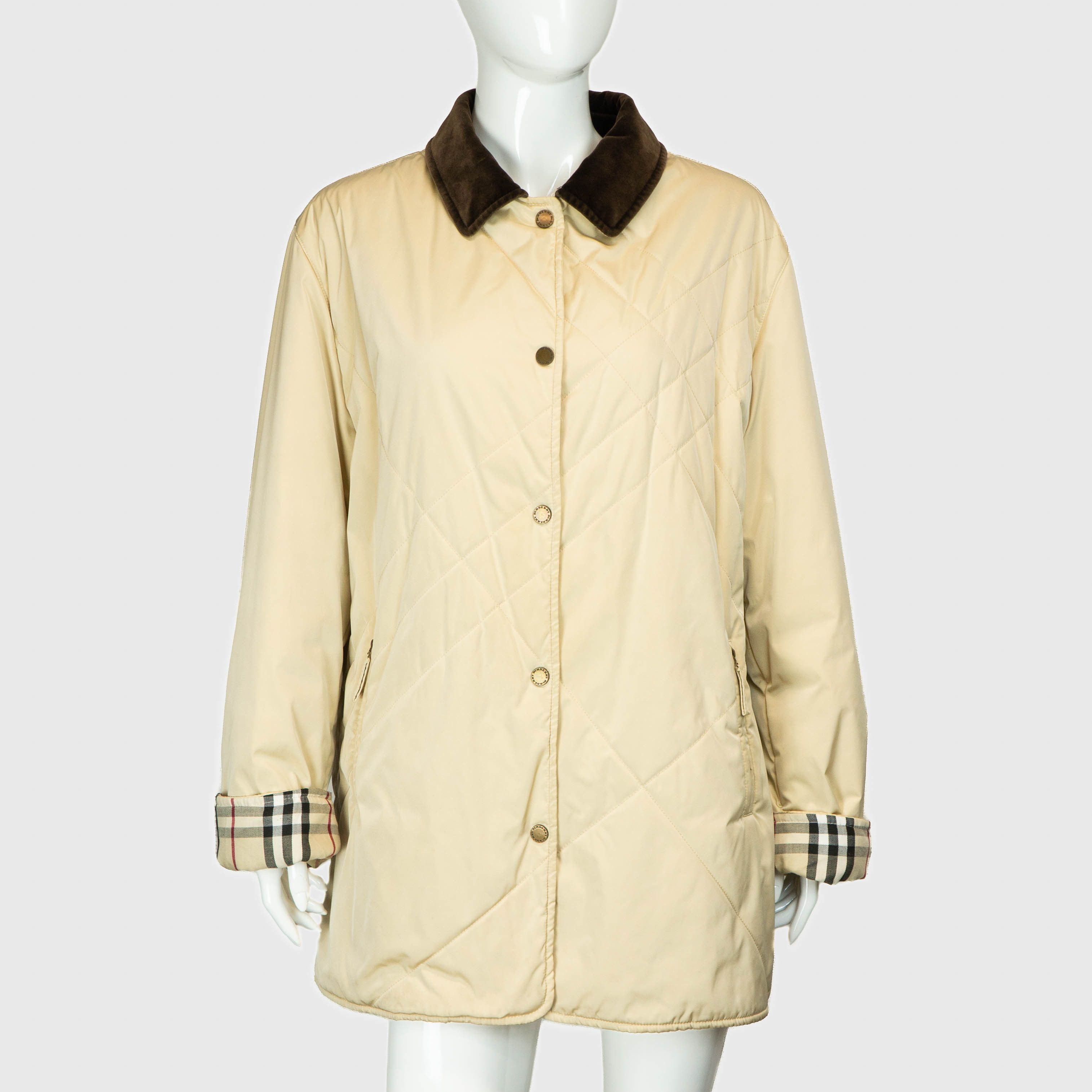 Burberry BURBERRY Check Quilted Coat Jacket Cream Beige Vintage 90s Size US L / EU 52-54 / 3 - 1 Thumbnail