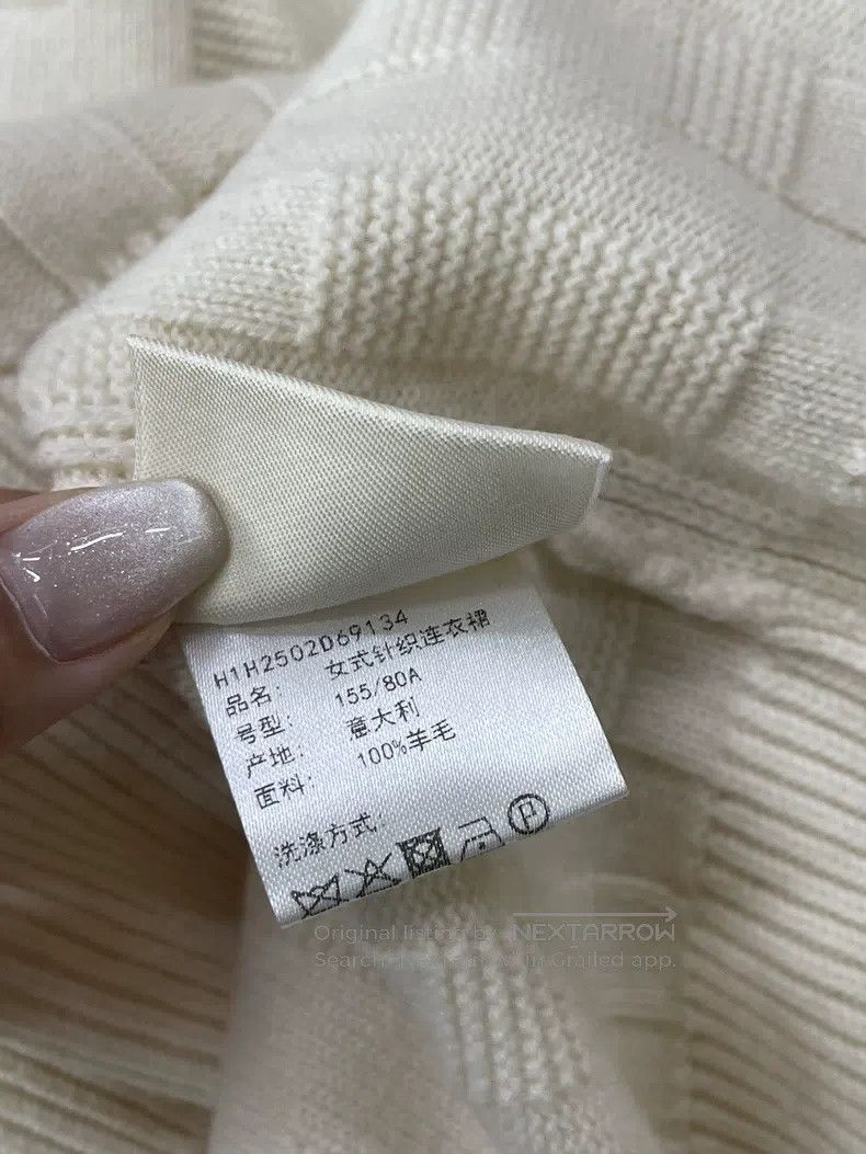 Hermes Hermes White Printed Wool Knit Dress with Subtle Pattern Size XXS / US 00 / IT 34 - 6 Thumbnail