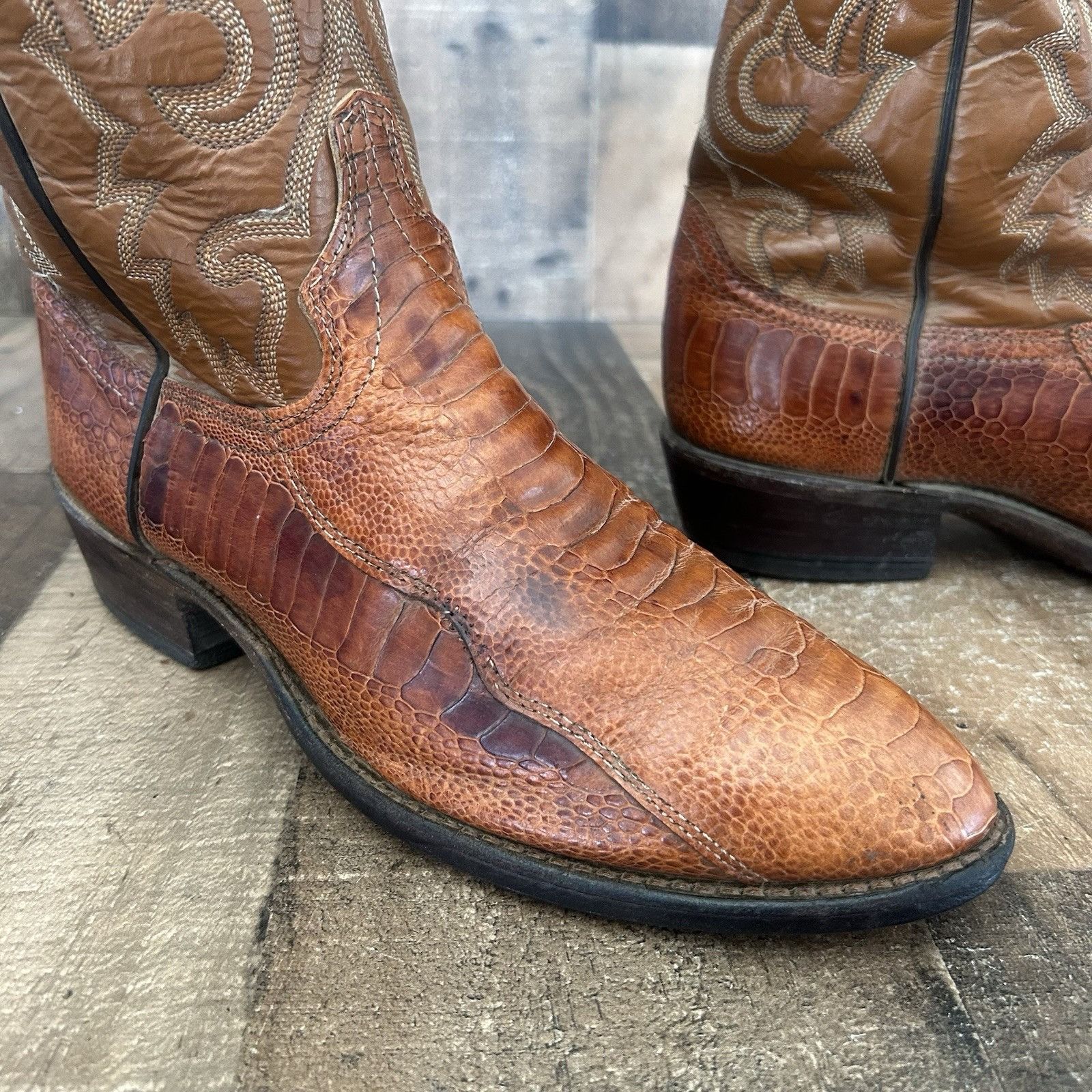 Vintage J Chisholm Vintage Ostrich Leg Cowboy Boots Mens 8 EE Size US 8 / EU 41 - 11 Thumbnail