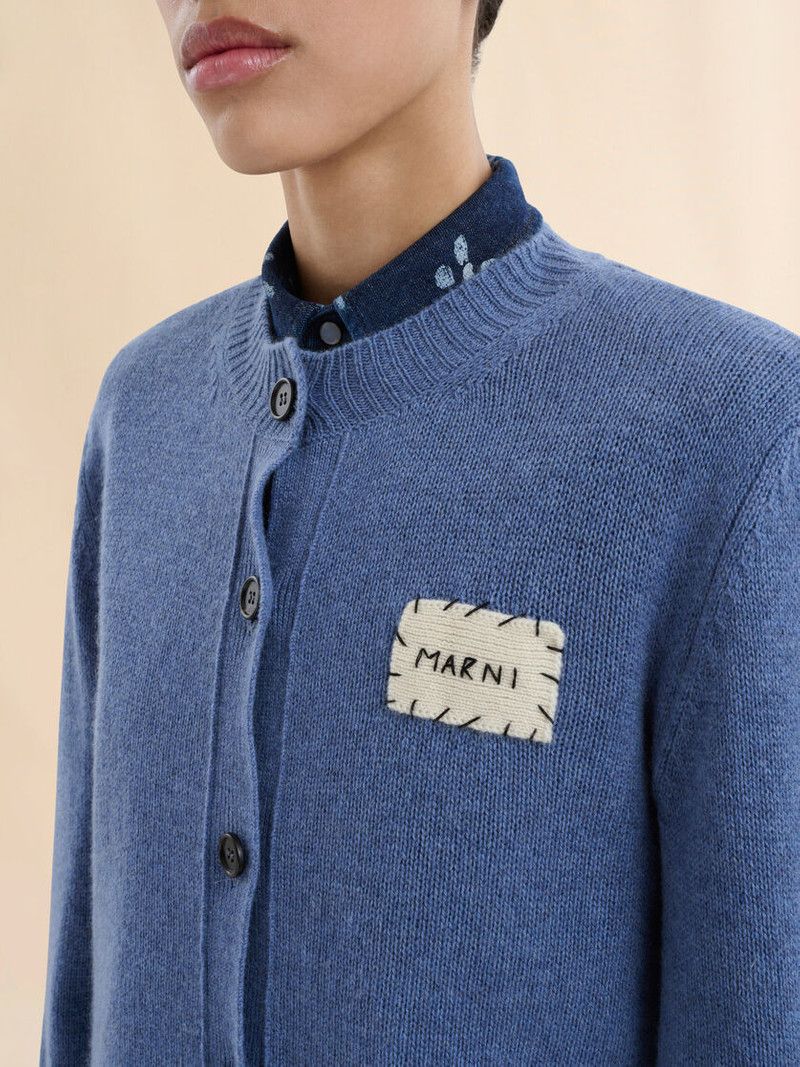 Marni o1f1d3z0326 Cropped Cardigan in Blue Size M / US 6-8 / IT 42-44 - 4 Thumbnail