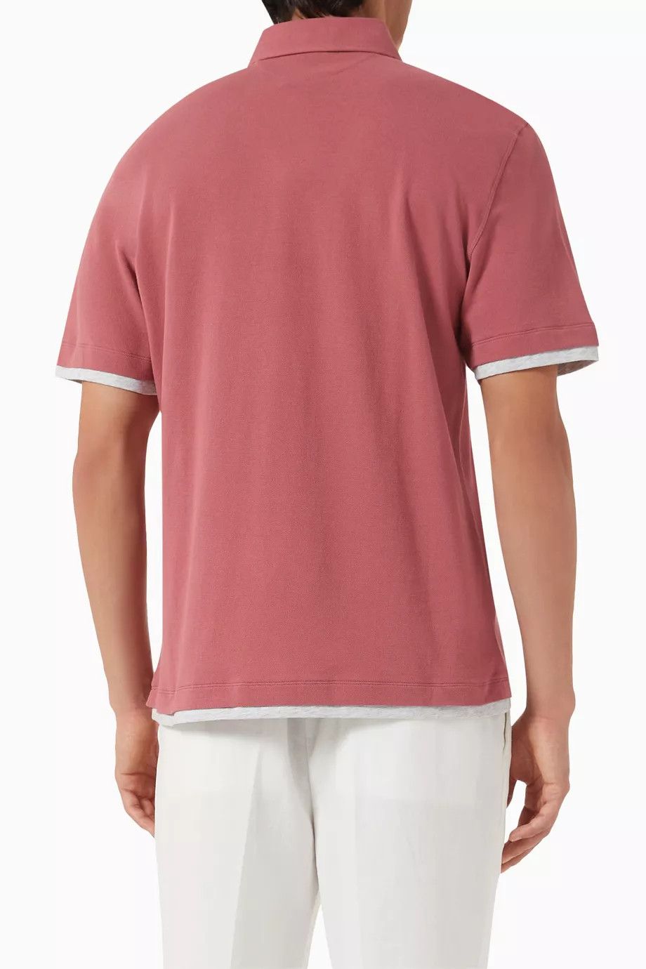 Brunello Cucinelli o1y0526 Polo Shirt in Antique Rose/Gray Size US S / EU 44-46 / 1 - 2 Thumbnail