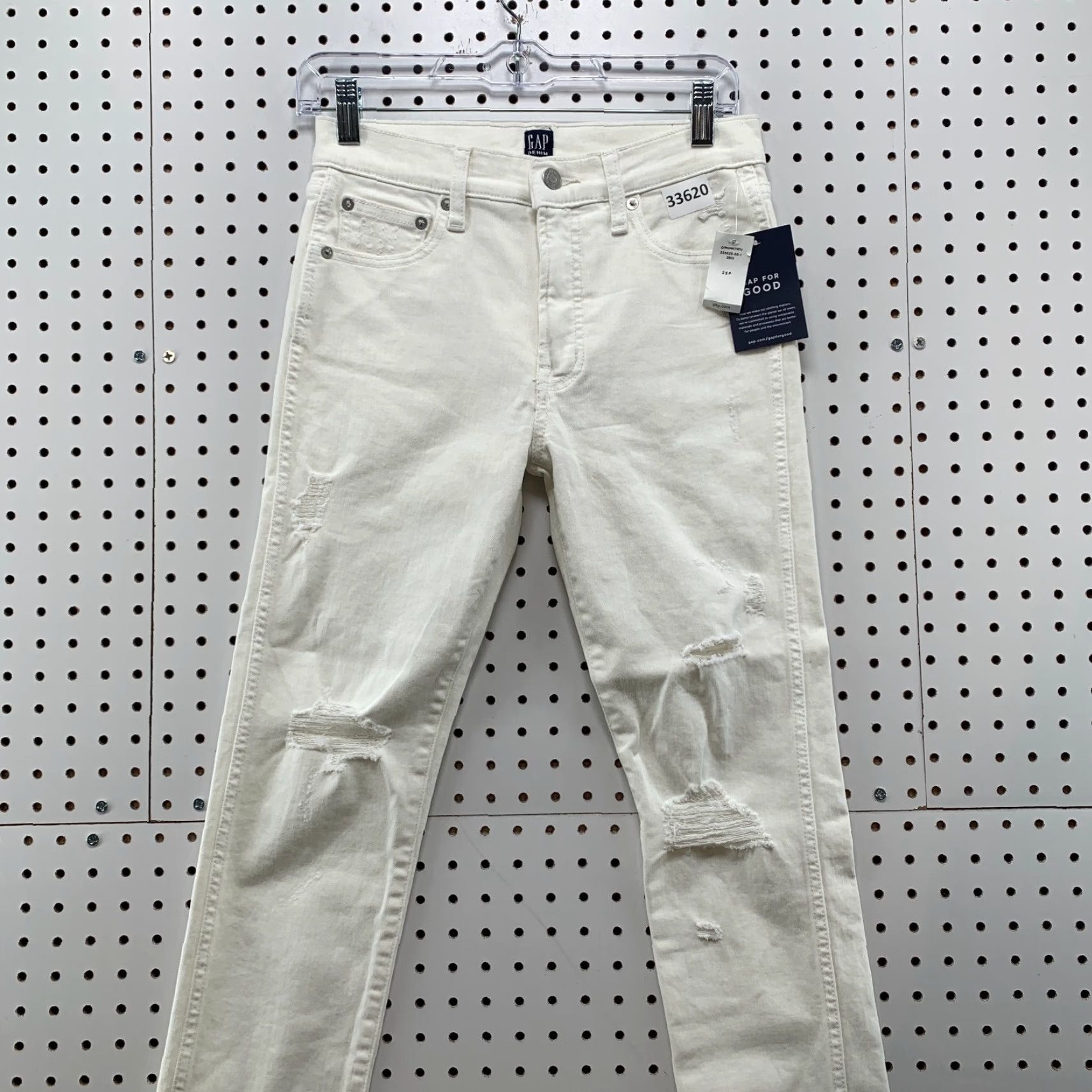 Gap GAP White Denim Jeans Womens Petite 26 Slim Straight Casual 26P NWT Size 26" / US 2 / IT 38 - 2 Thumbnail