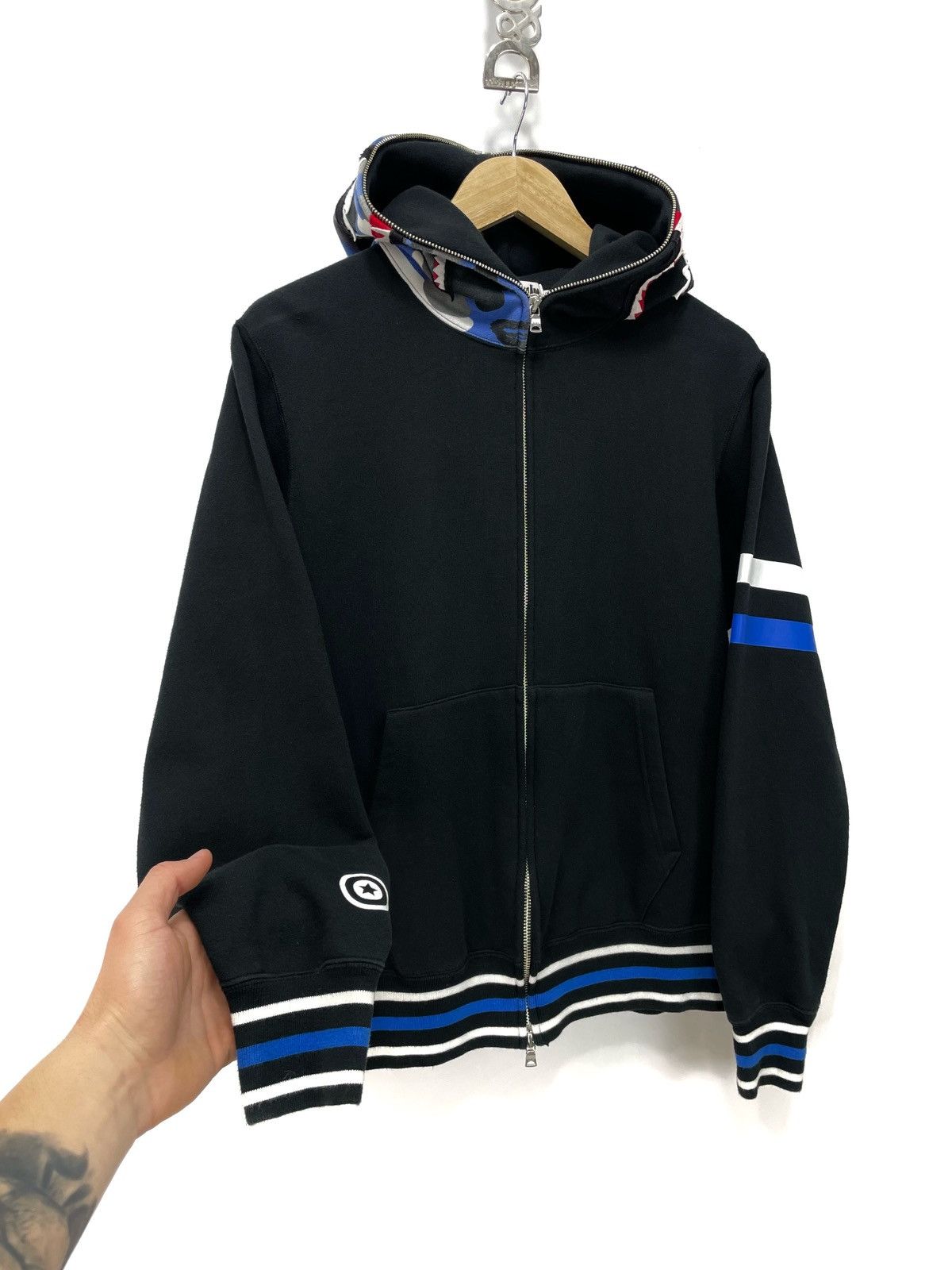 Bape BAPE Shark Full Zip Hoodie – Blue Camo – Size L Size US L / EU 52-54 / 3 - 2 Thumbnail