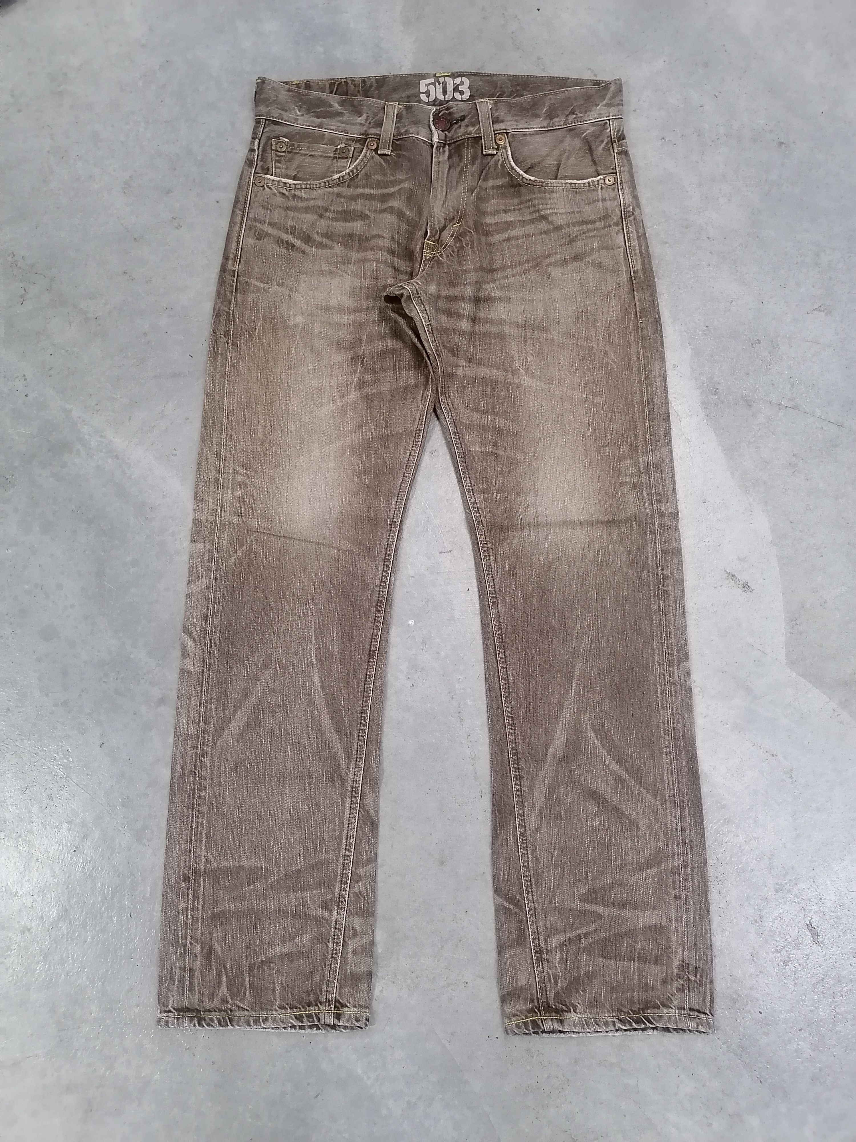 14th Addiction × Japanese Brand Edwin 503 Brown Claw Mark Distressed Denim Pants Size US 34 / EU 50 - 2 Thumbnail