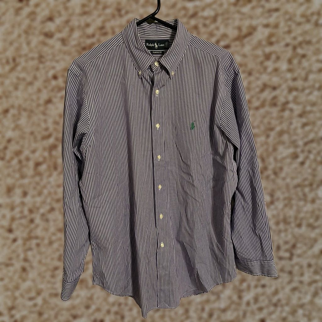 Polo Ralph Lauren Polo Ralph Lauren Button Up Shirt Men's Purple Stripe Classic Fit 16 32/33 Size 42R - 1 Thumbnail