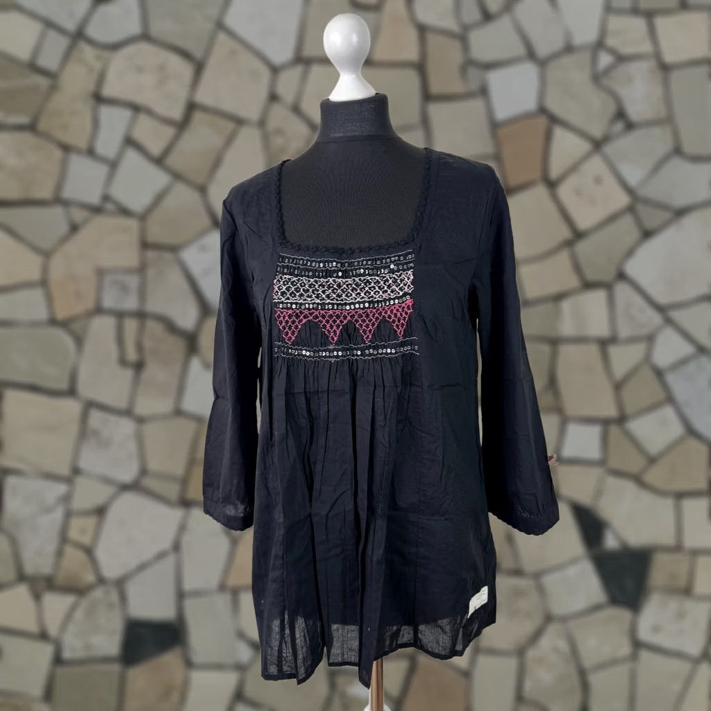 Vintage Odd Molly Blouse Womens Black 3 Long Sleeve Embroidered Cotton Boho Shirt Size XS / US 0-2 / IT 36-38 - 1 Thumbnail