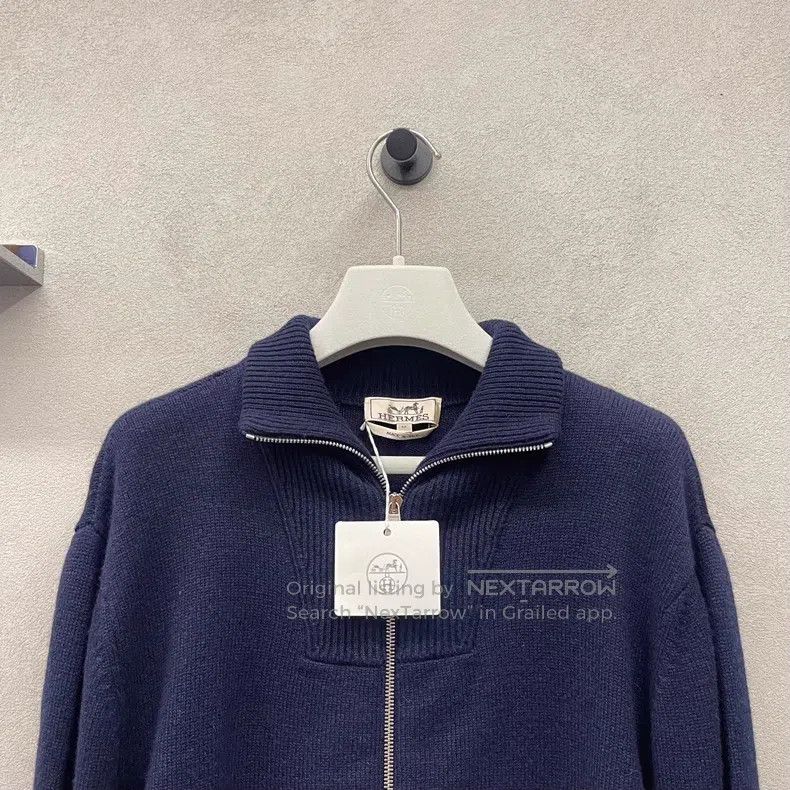 Hermes Hermes Navy Blue Knit Jacket Size US M / EU 48-50 / 2 - 4 Thumbnail