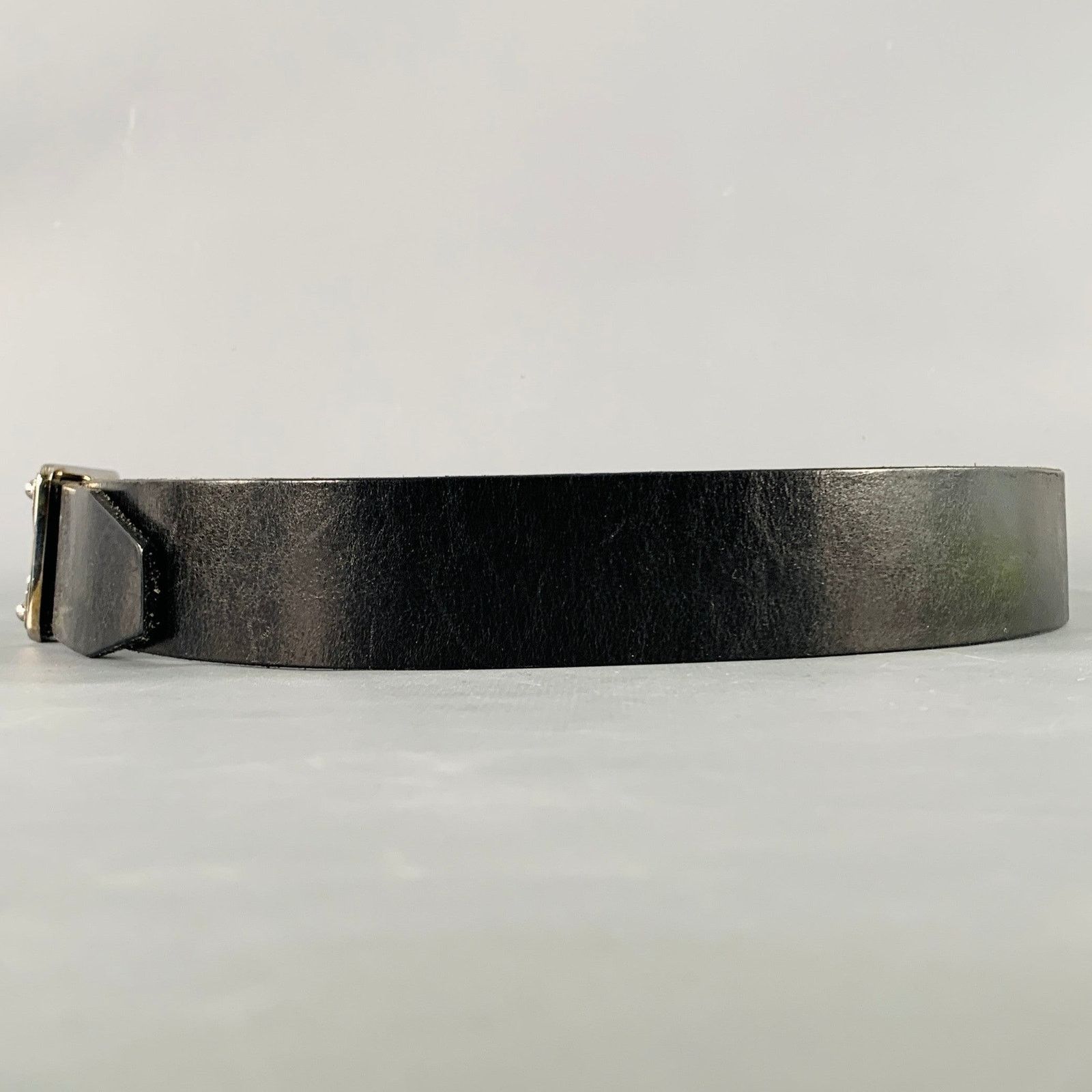 Dolce & Gabbana DOLCE & GABBANA Size 34 Black Silver Leather Belt Size 34 - 5 Thumbnail