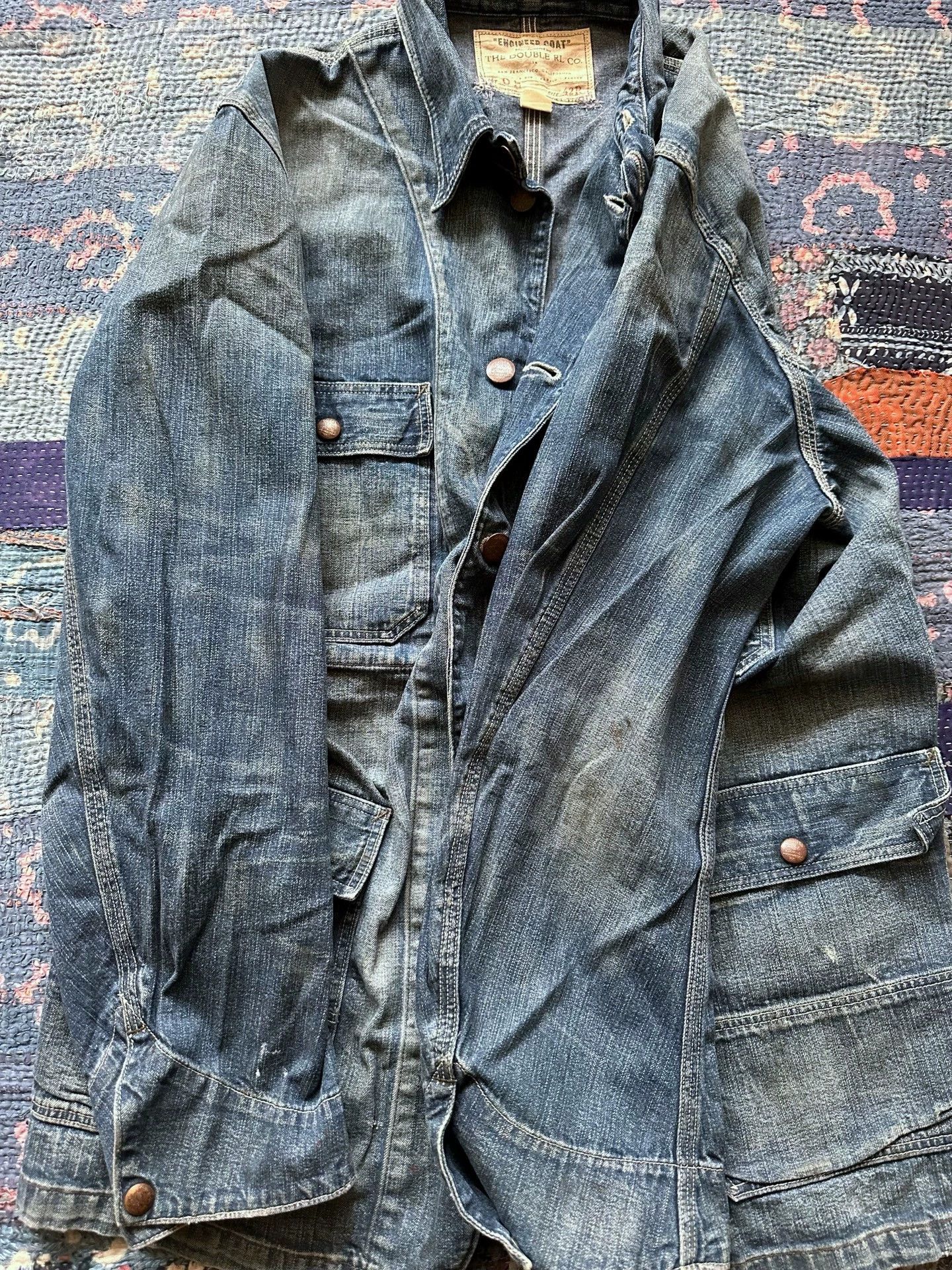 RRL Ralph Lauren RRL Washed Distressed Denim Jacket 42R (L) Mid-Length Size US XS / EU 42 / 0 - 3 Thumbnail