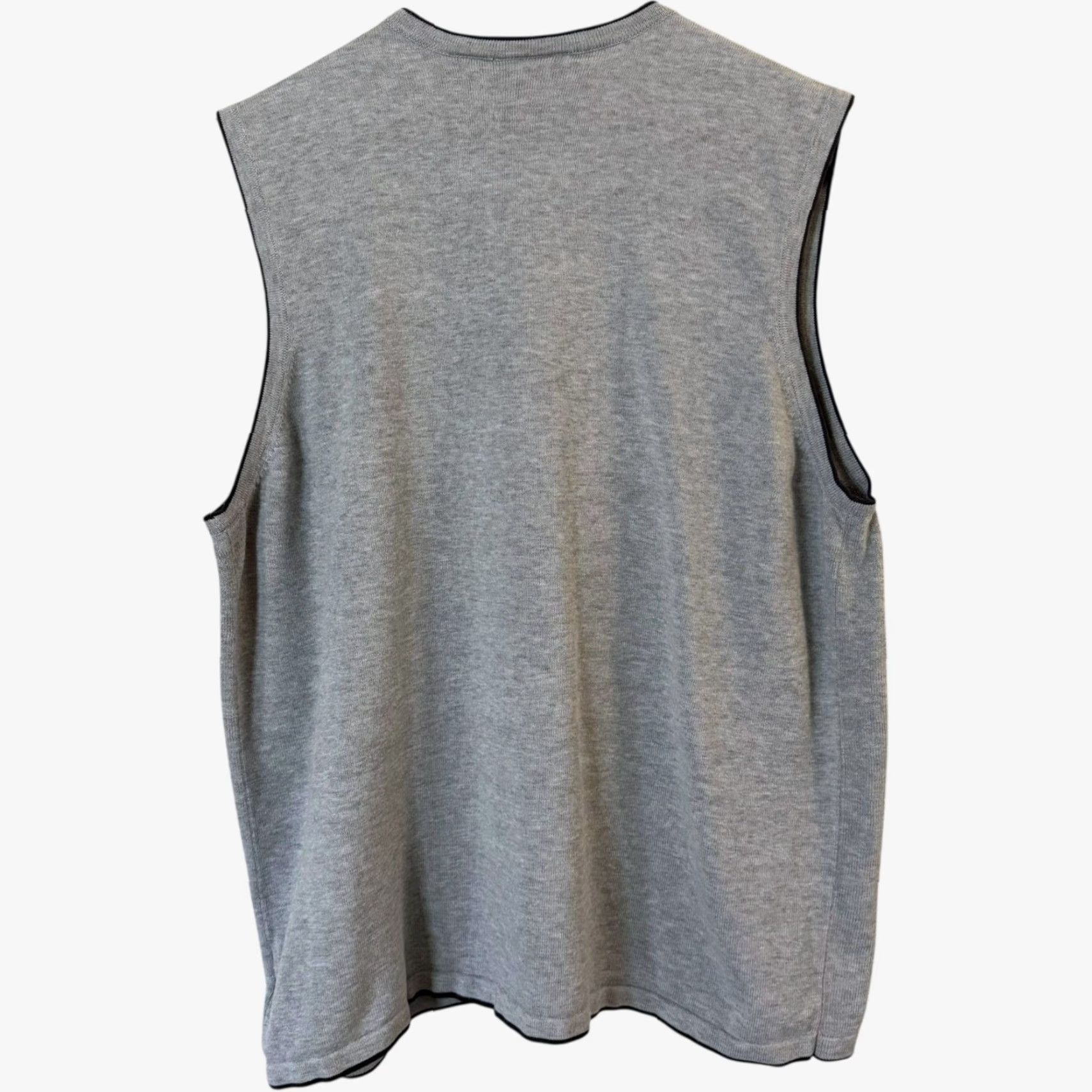 Guess VINTAGE Guess V-Neck Sweater Vest Gray Men's M Fine Gauge Knit 100% Cotton Vest Size US M / EU 48-50 / 2 - 4 Thumbnail