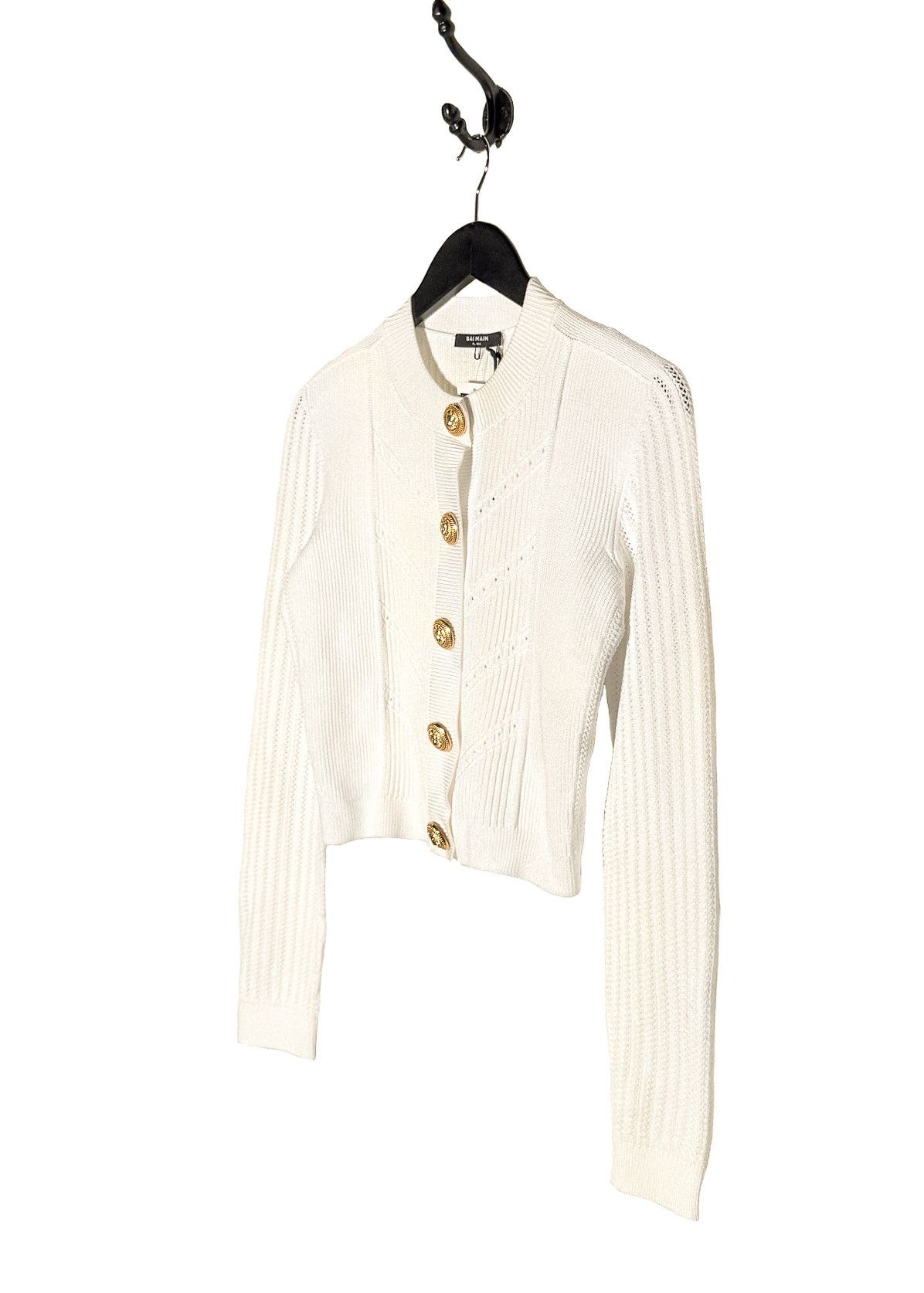 Balmain Balmain Gold Buttons White Cropped Cardigan Sweater Size S / US 4 / IT 40 - 2 Thumbnail