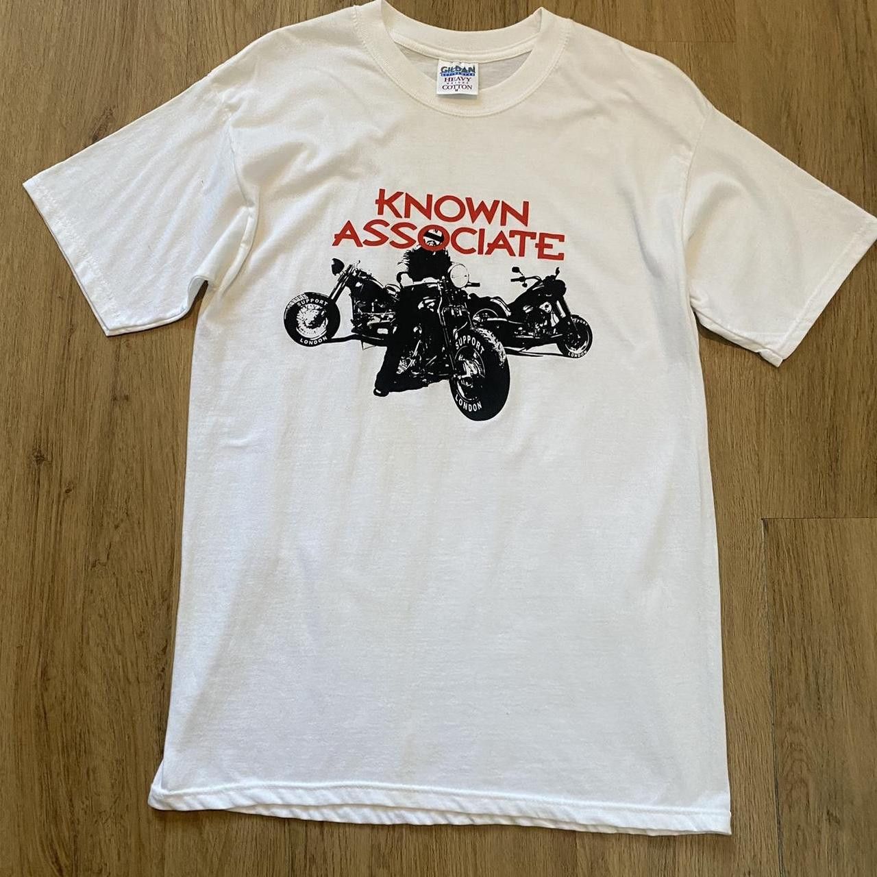 Gildan 2000s Known Associate biker tee - white cotton Size US M / EU 48-50 / 2 - 1 Thumbnail