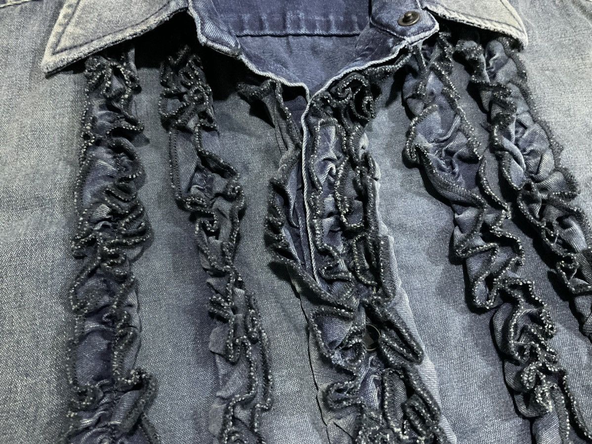 Diesel × Hysteric Glamour × Japanese Brand 🔥Sick Y2K Diesel Ruffled Denim Sleeveless Shirt Size US L / EU 52-54 / 3 - 6 Thumbnail