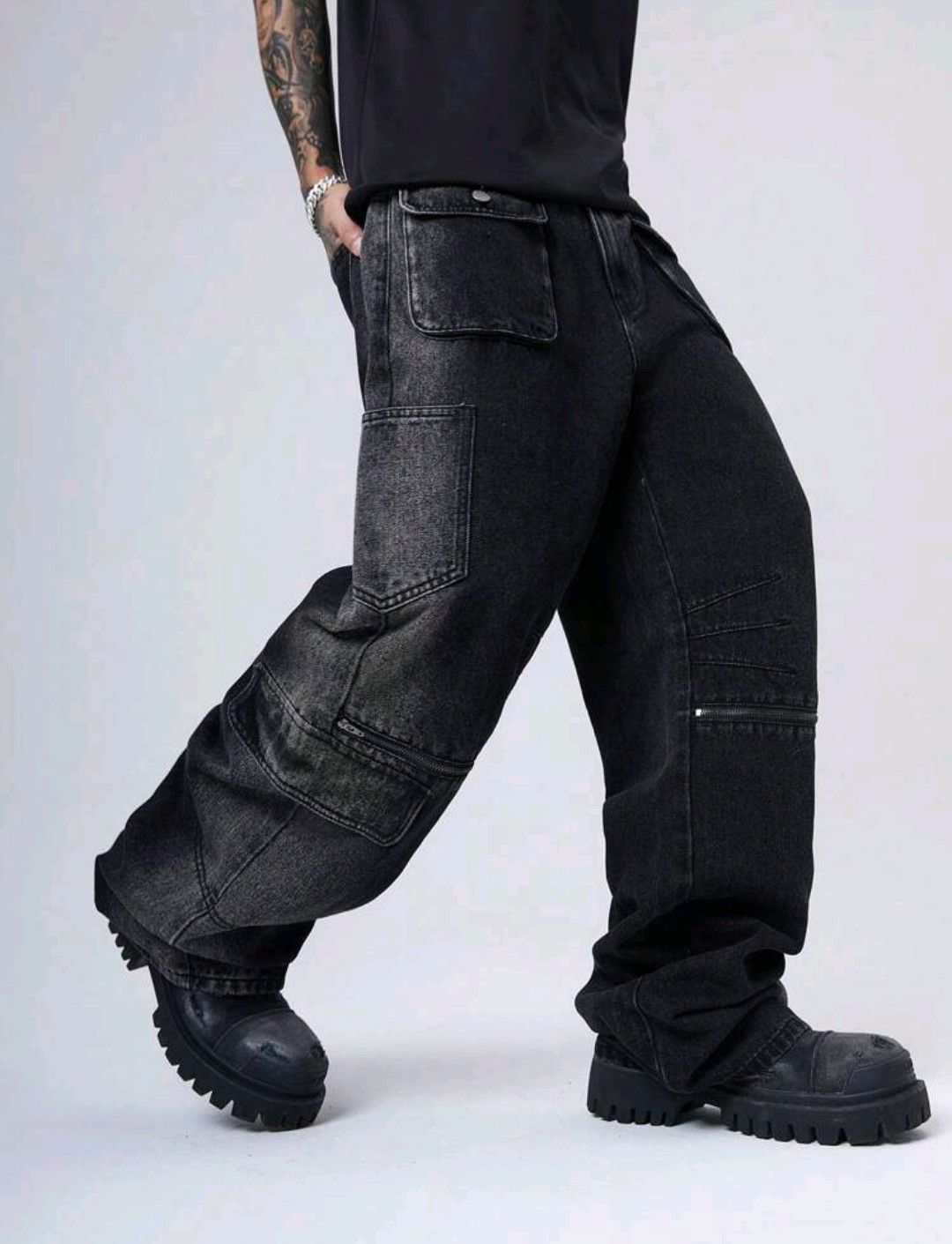 Japanese Brand × Jean × Vintage Y2K Vintage Streetwear Rust Distressed Baggy Cargo Jeans Size US 35 - 3 Thumbnail