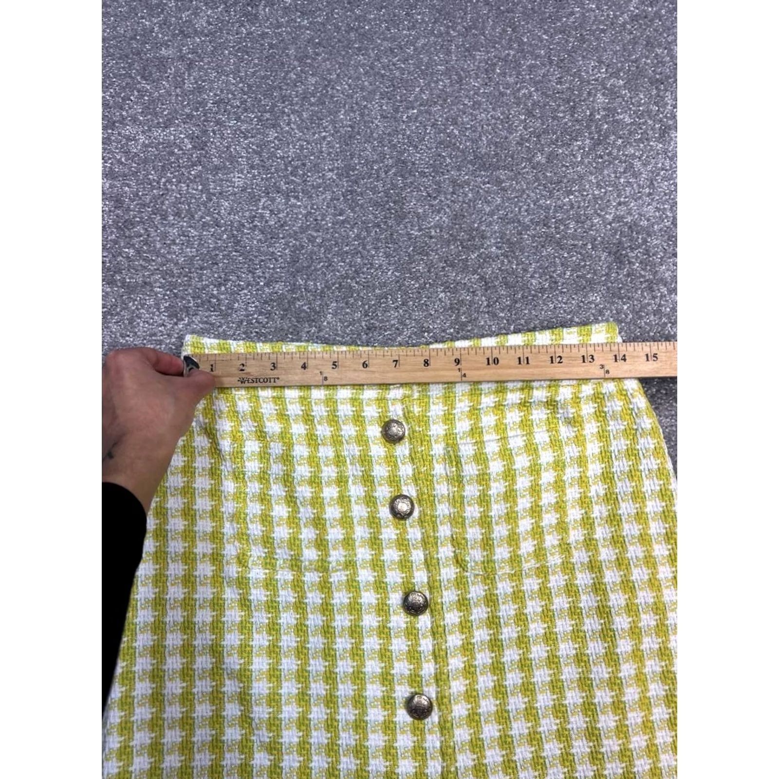 Talbots Talbots Skirt Womens 2P Mini Petite Multicolor Tweed Gingham Cotton Button Front Size 26" / US 2 / IT 38 - 5 Thumbnail
