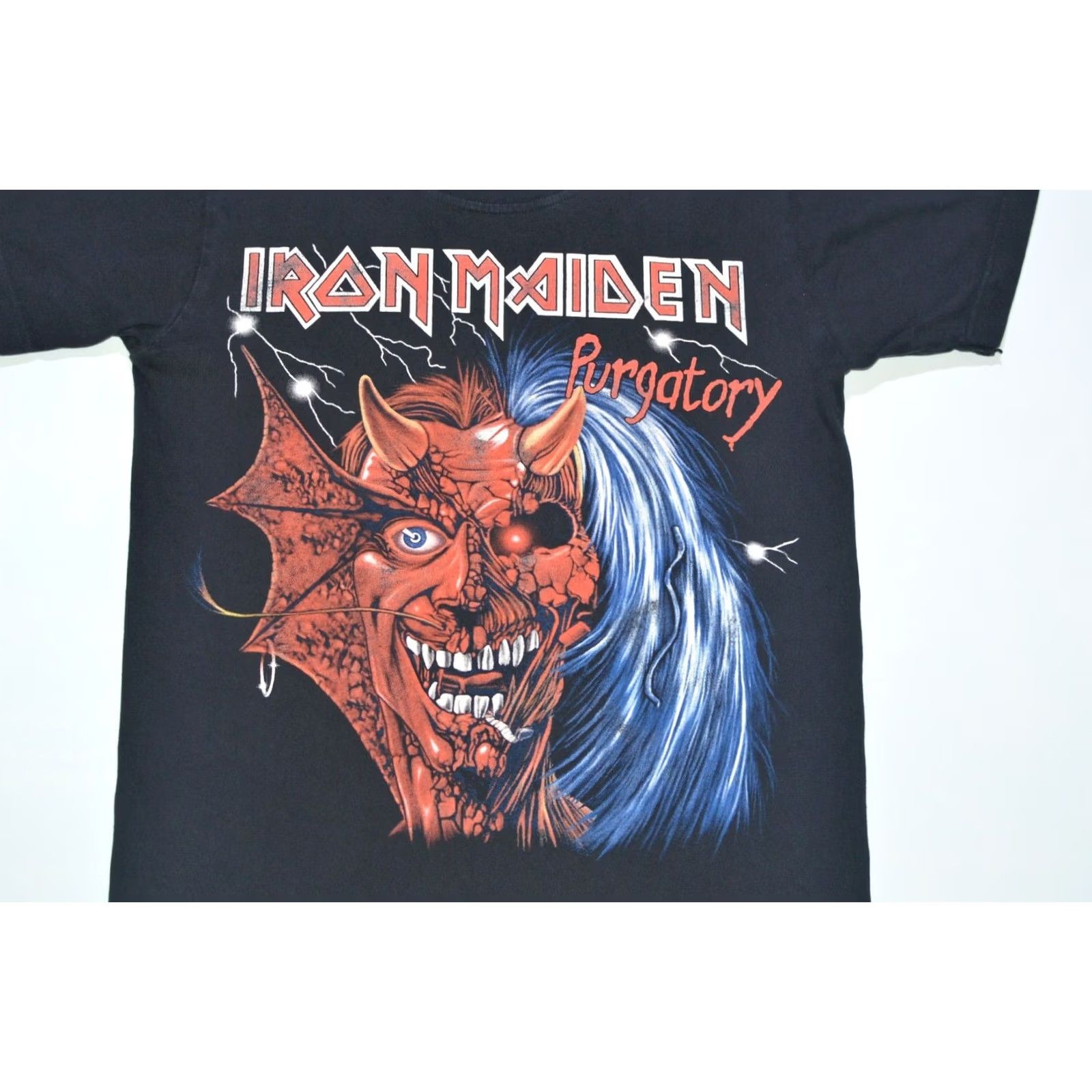 Vintage VINTAGE Red Rock of the T-Shirts Iron Maiden Purgatory T-Shirt Tee Size S Shirt Mens Small Black Rockabilly 1990s Iron Maiden Purgatory T-Shirt Size US S / EU 44-46 / 1 - 2 Thumbnail