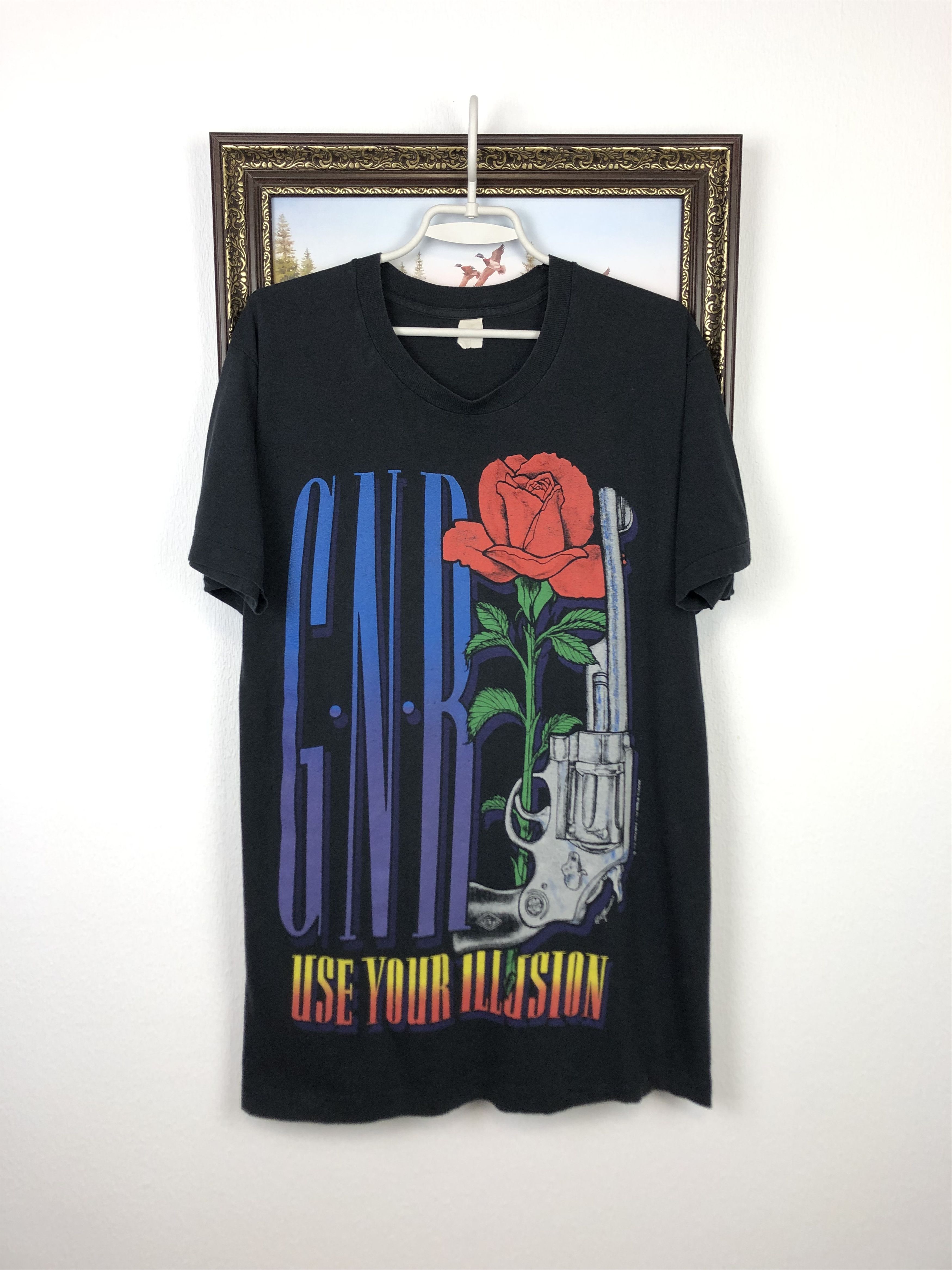 Vintage Vintage 1993 Guns And Roses Use Your Illusion Tee Band Shirt Size US M / EU 48-50 / 2 - 1 Thumbnail