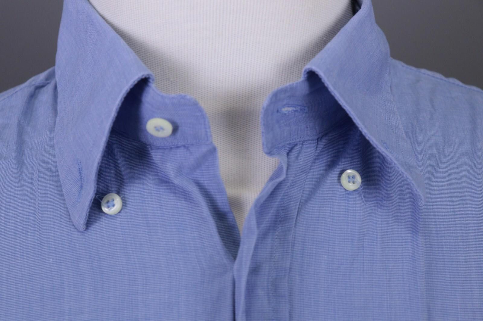 Designer Boggi Milano Regular Fit Blue Down Shirt Size 43 / 17 Size US M / EU 48-50 / 2 - 4 Thumbnail