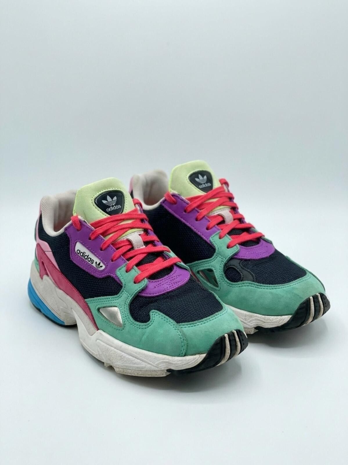 Adidas adidas Green, Purple & Pink Falcon Sneakers with Red Laces Size US 7 / IT 37 - 1 Thumbnail