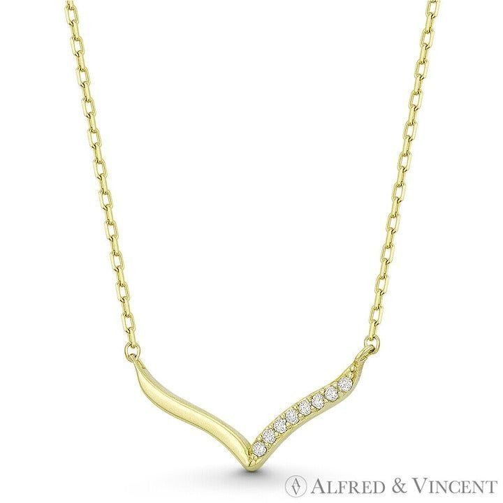 Other V-Bar Chevron CZ Crystal Pendant & Necklace Size ONE SIZE - 1 Preview