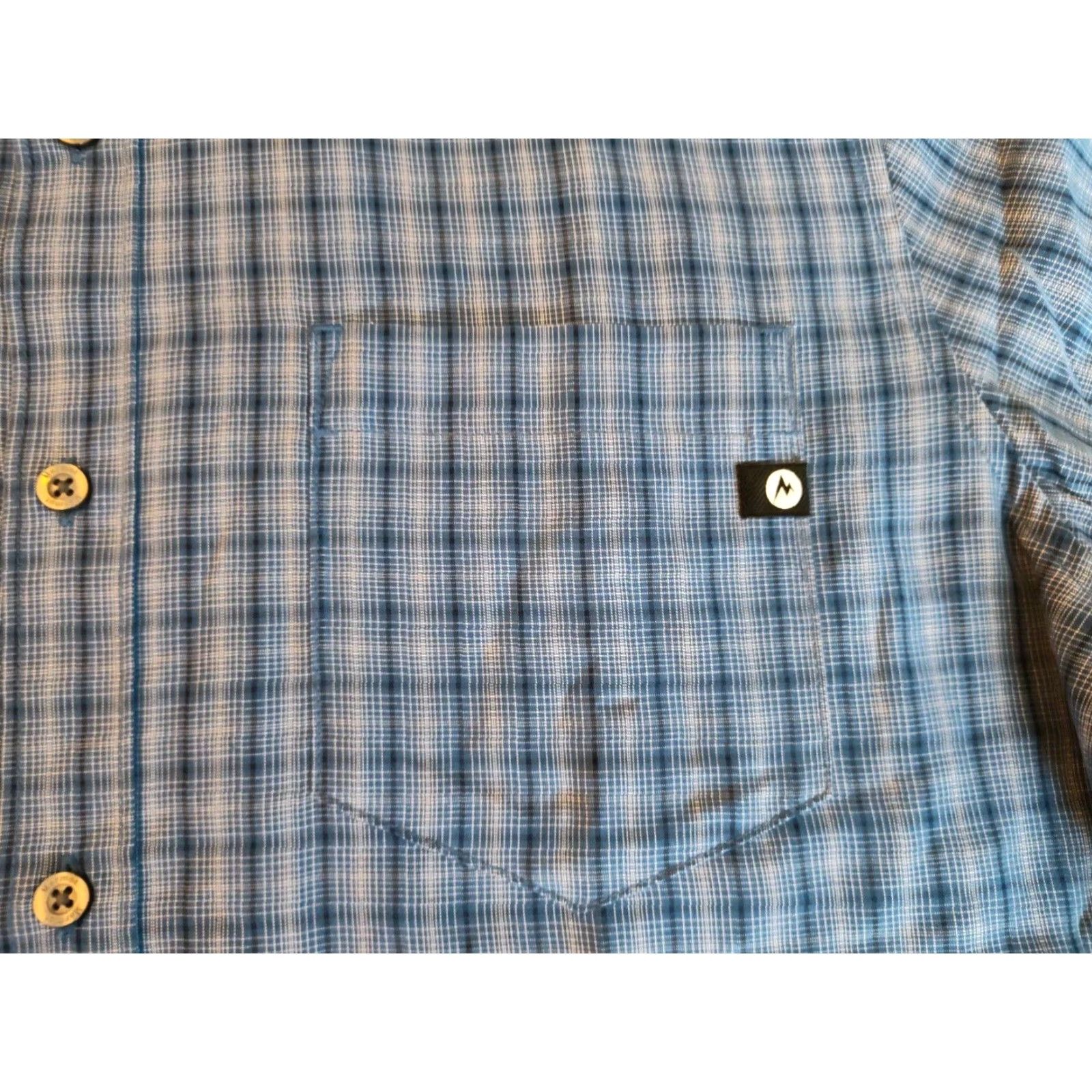 Marmot Marmot Button Up Shirt Plaid Blue M Short Sleeve Rayon Blend EUC Gorpcore Marmot Size US M / EU 48-50 / 2 - 2 Thumbnail