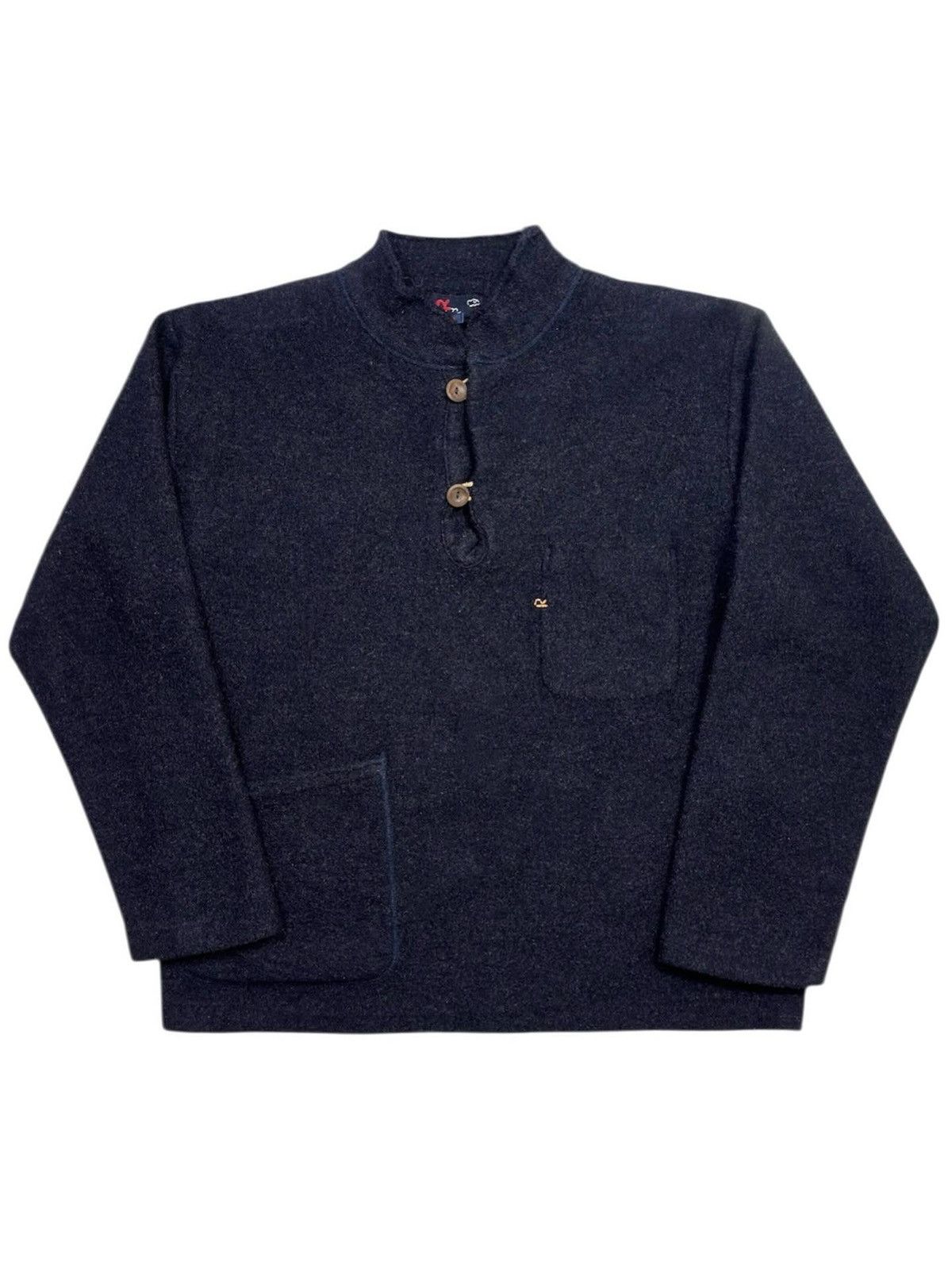 45rpm 2010s 45RPM DARK INDIGO DYED WOOD BUTTONS WOOL SWEATER Size US M / EU 48-50 / 2 - 1 Thumbnail