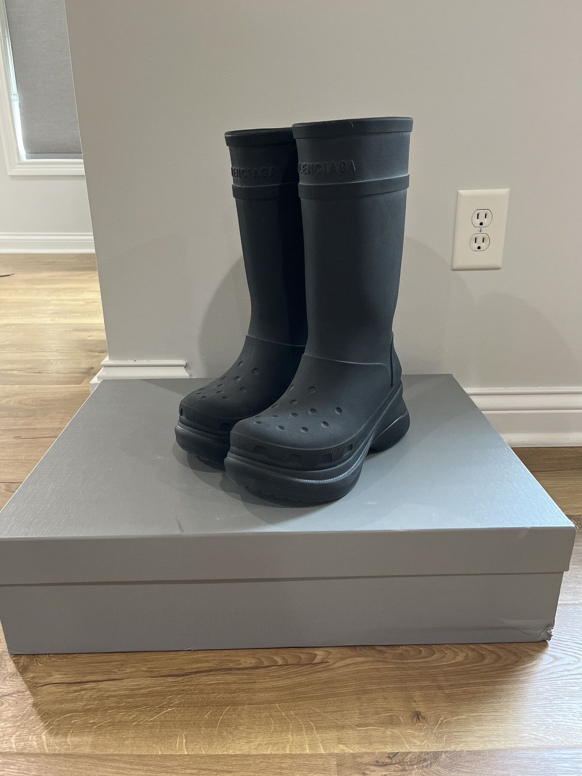image of Black Balenciaga Croc Boots, Men's (Size 9)