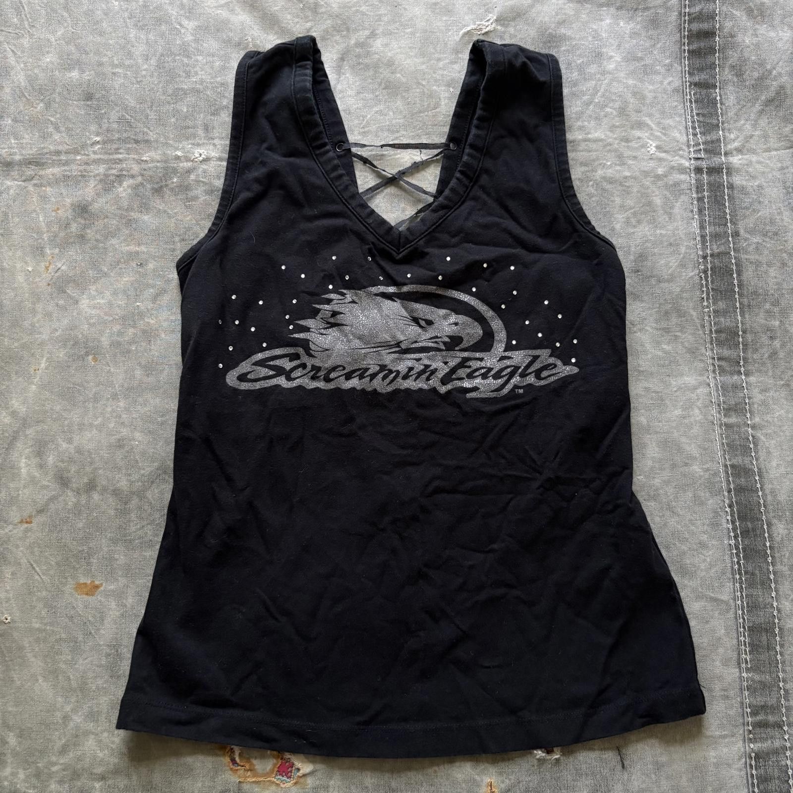 Harley Davidson Vintage Screamin’ Eagle Harley Davidson Laced-Back Tank Top Size M / US 6-8 / IT 42-44 - 1 Thumbnail