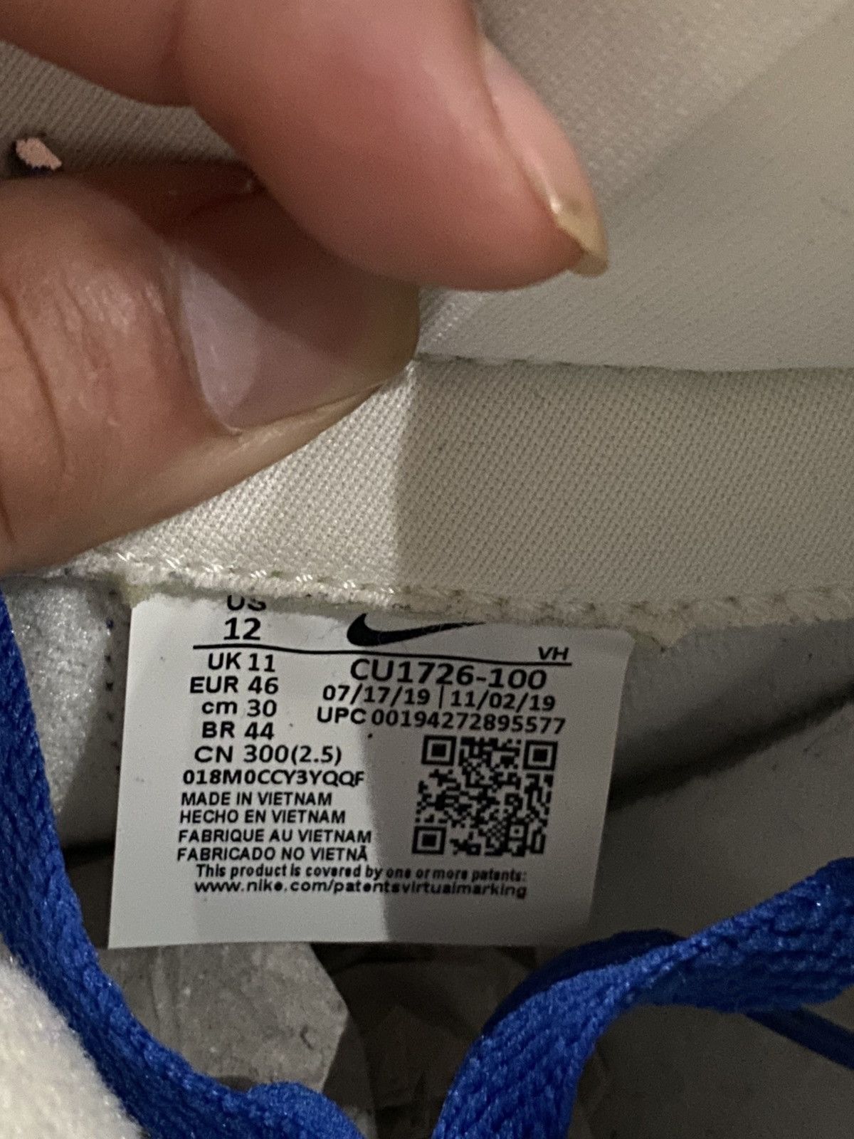 Nike Nike Dunk Low Retro Kentucky CU1726-100 Blue Men Sz 12 Used Size US 12 / EU 45 - 6 Thumbnail