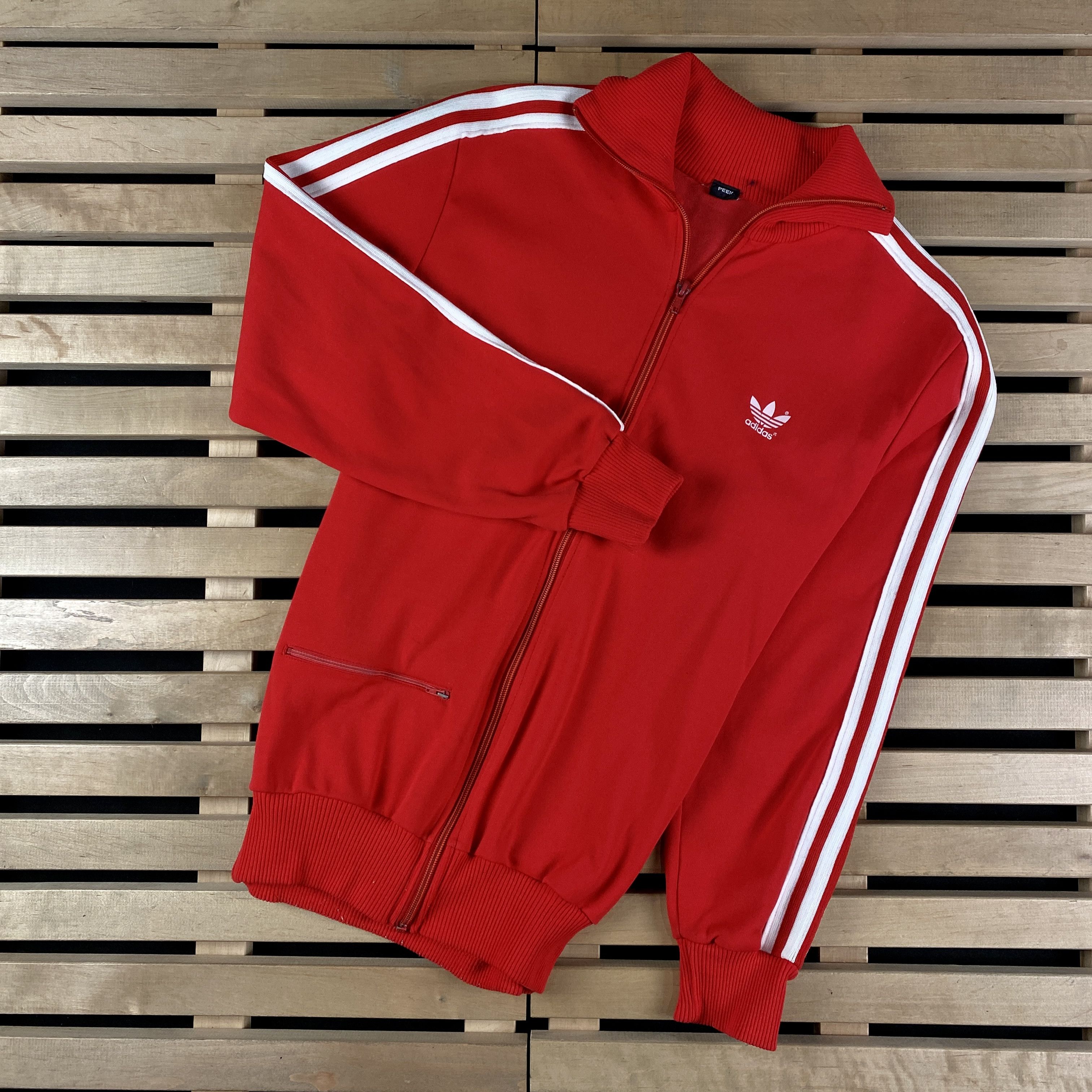 Mens Bomber Track Jacket Adidas Vintage Size S-M Red