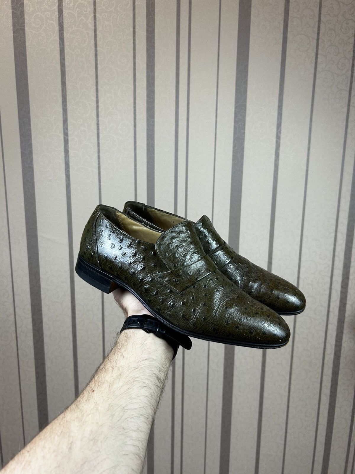 Grenson GRENSON TOP GALLANTS Men's Green Crocodile Leather Slip-On Size US 9 / EU 42 - 5 Thumbnail